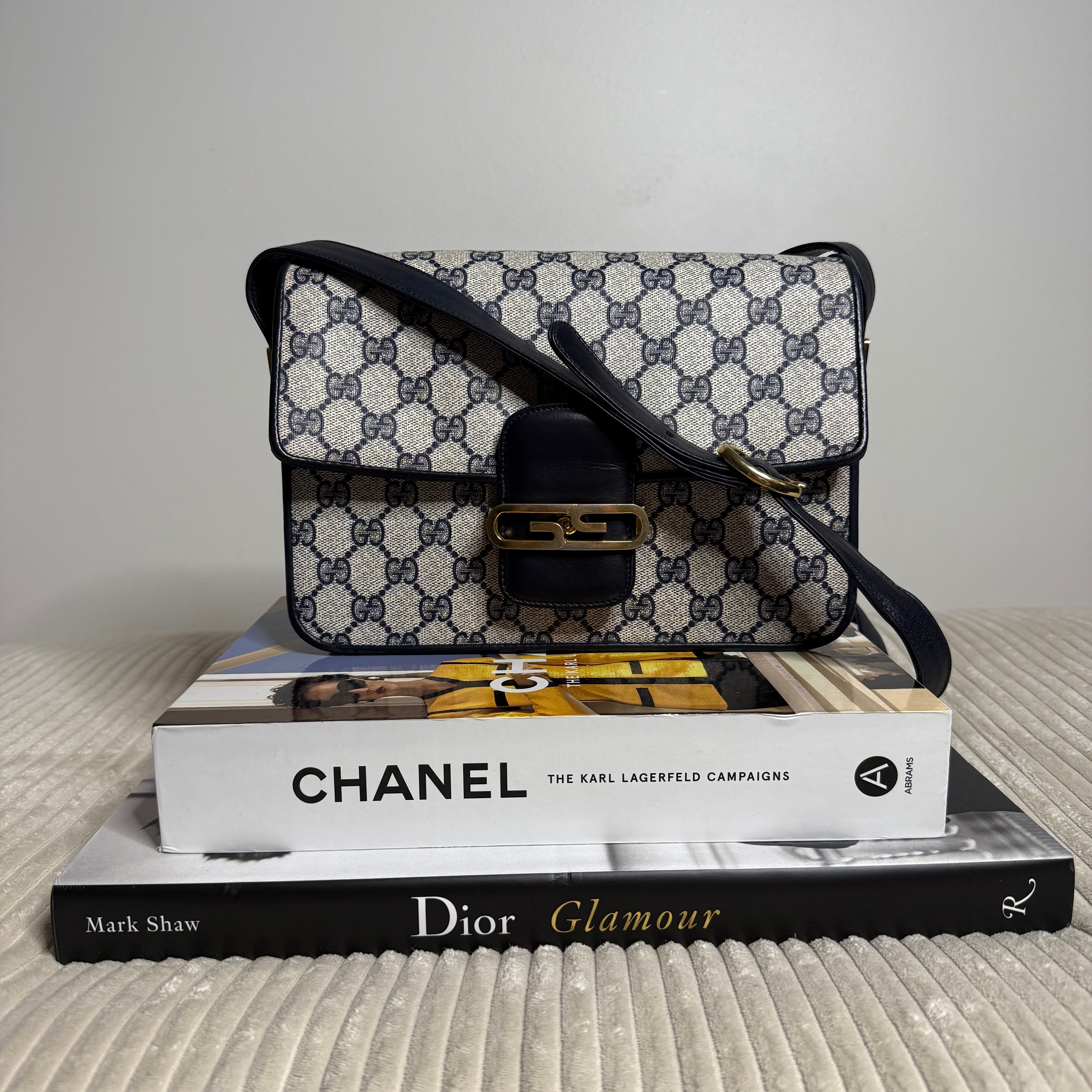 Navy GG Web Crossbody