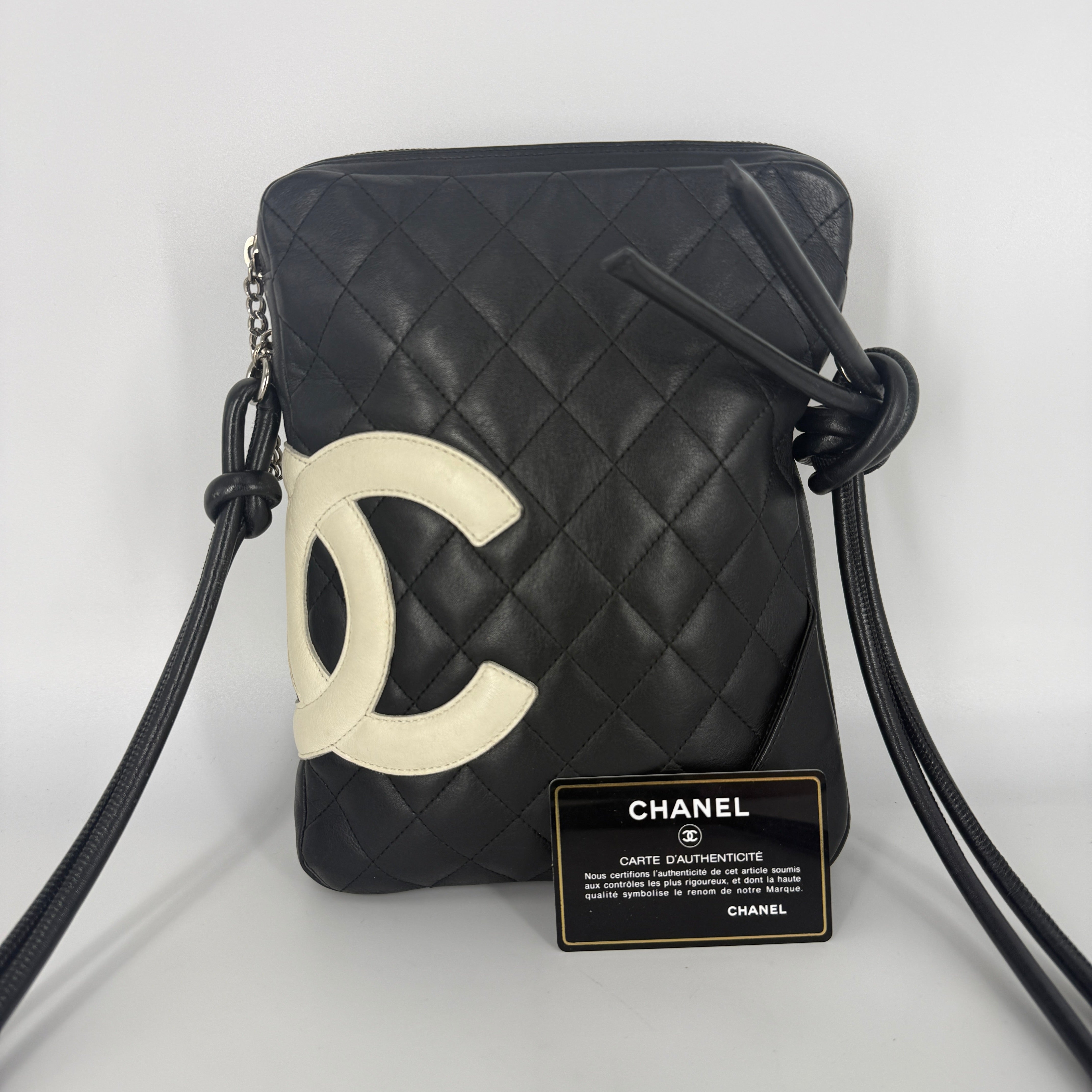 Cambon Line Crossbody Bag – Black & Silver