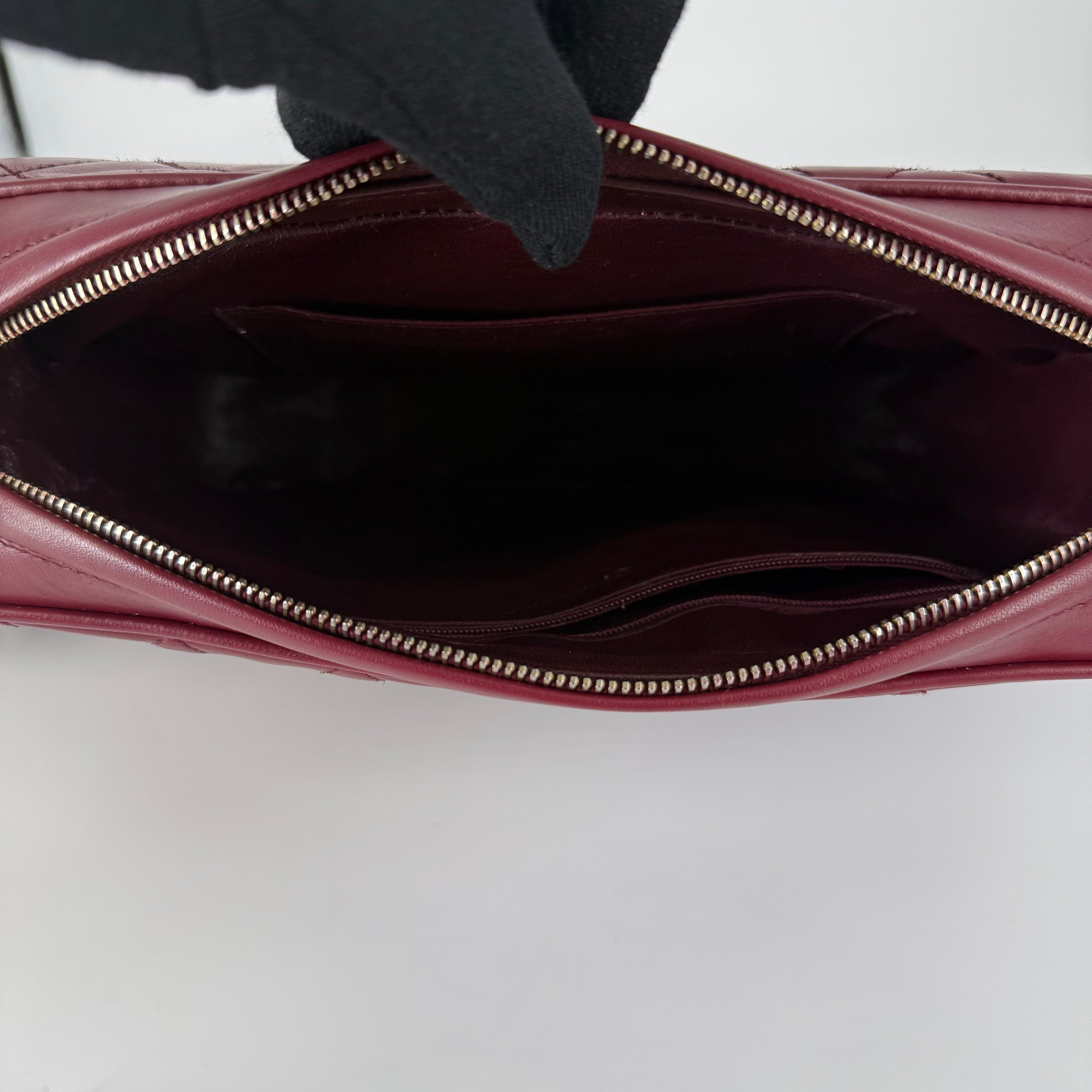 Vintage Camera Bag – Burgundy Lambskin – 24K Gold Hardware