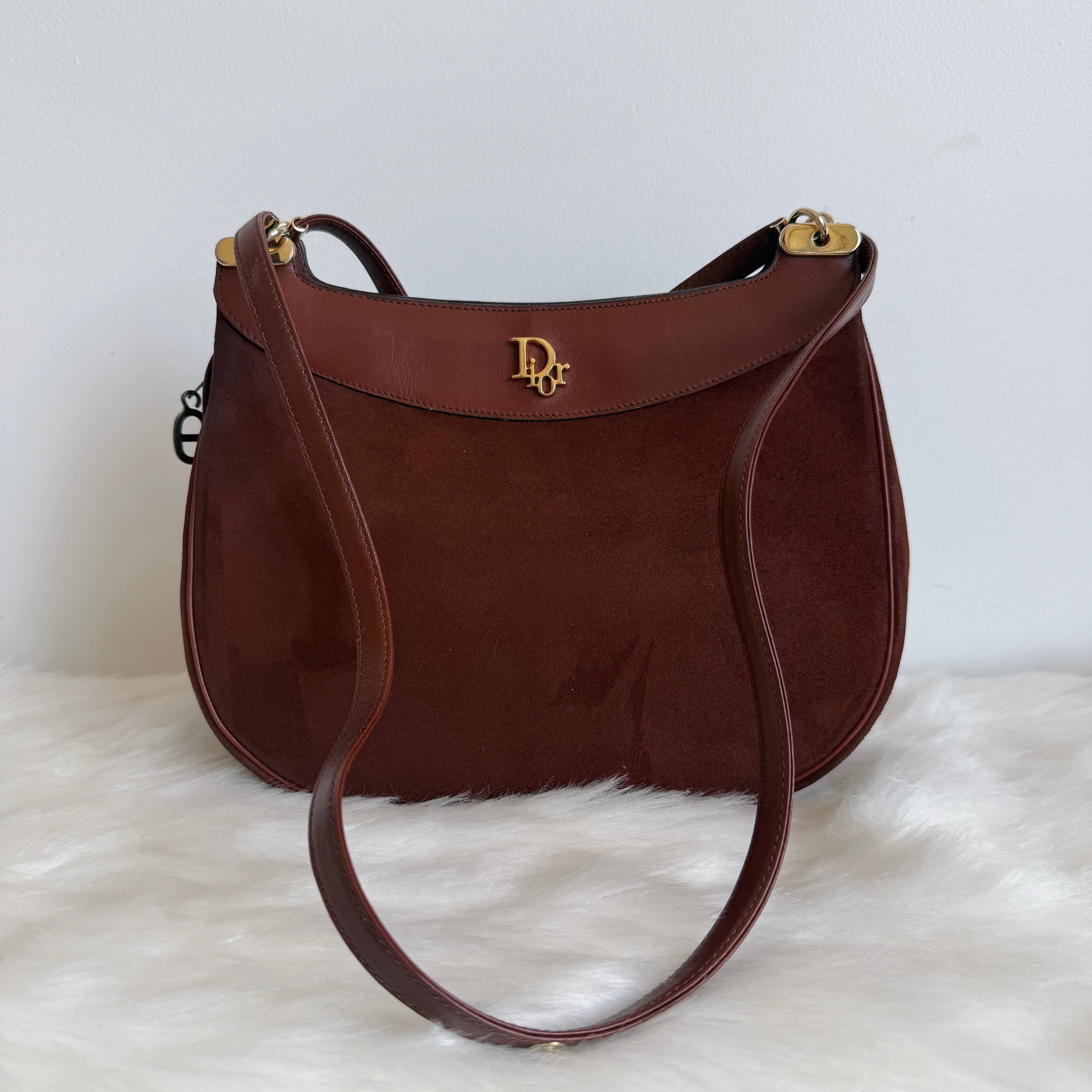 Vintage Suede Hobo Shoulder Bag