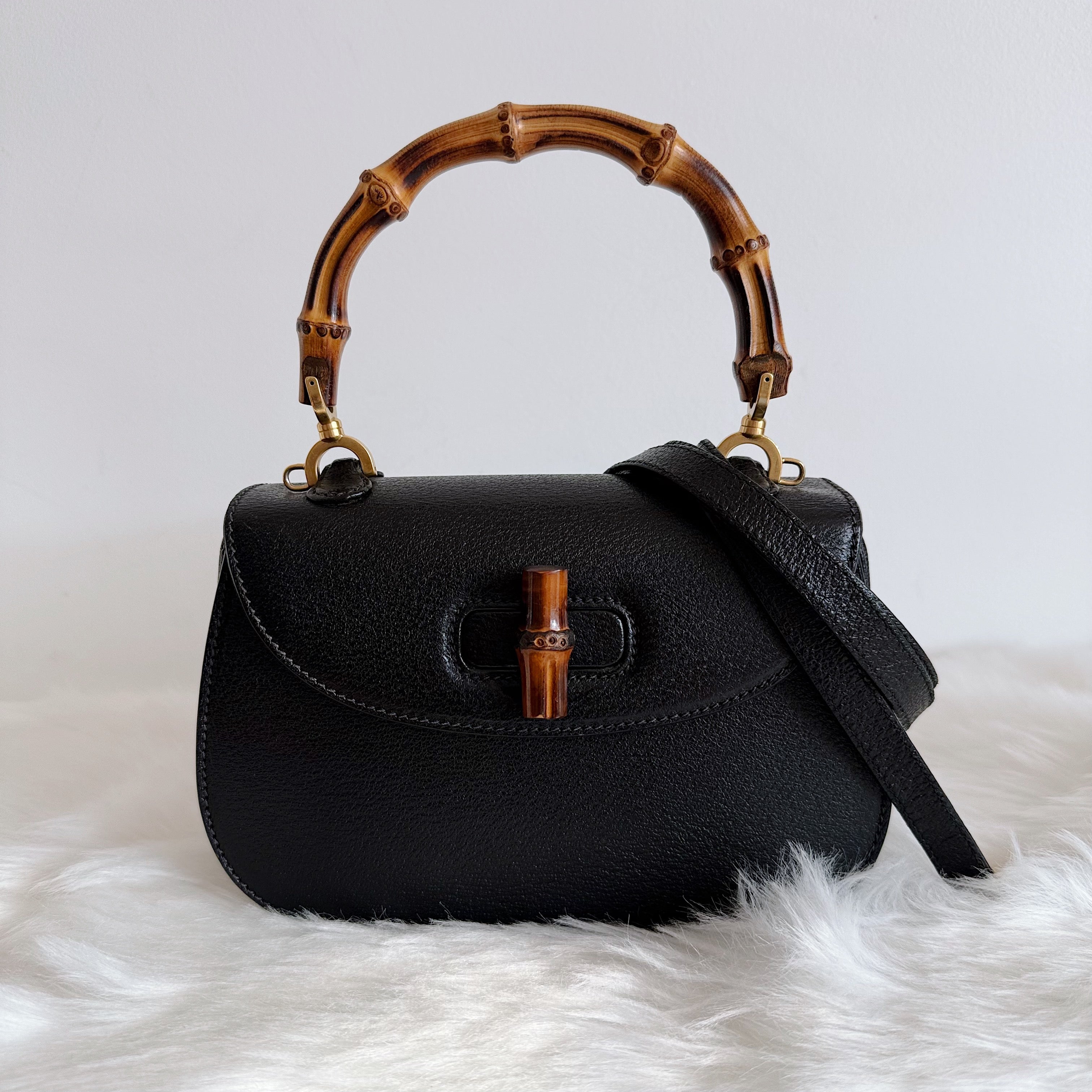 Bamboo Top Handle Bag – Black