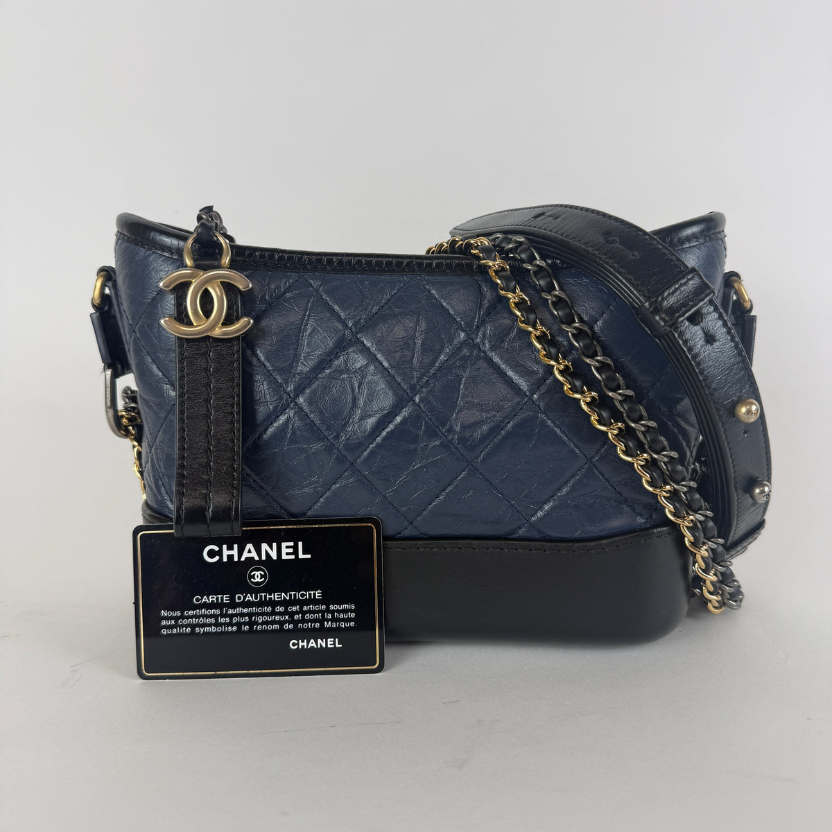 Gabrielle Small Hobo — Blue Aged Calfskin — Two-Tone Hardware