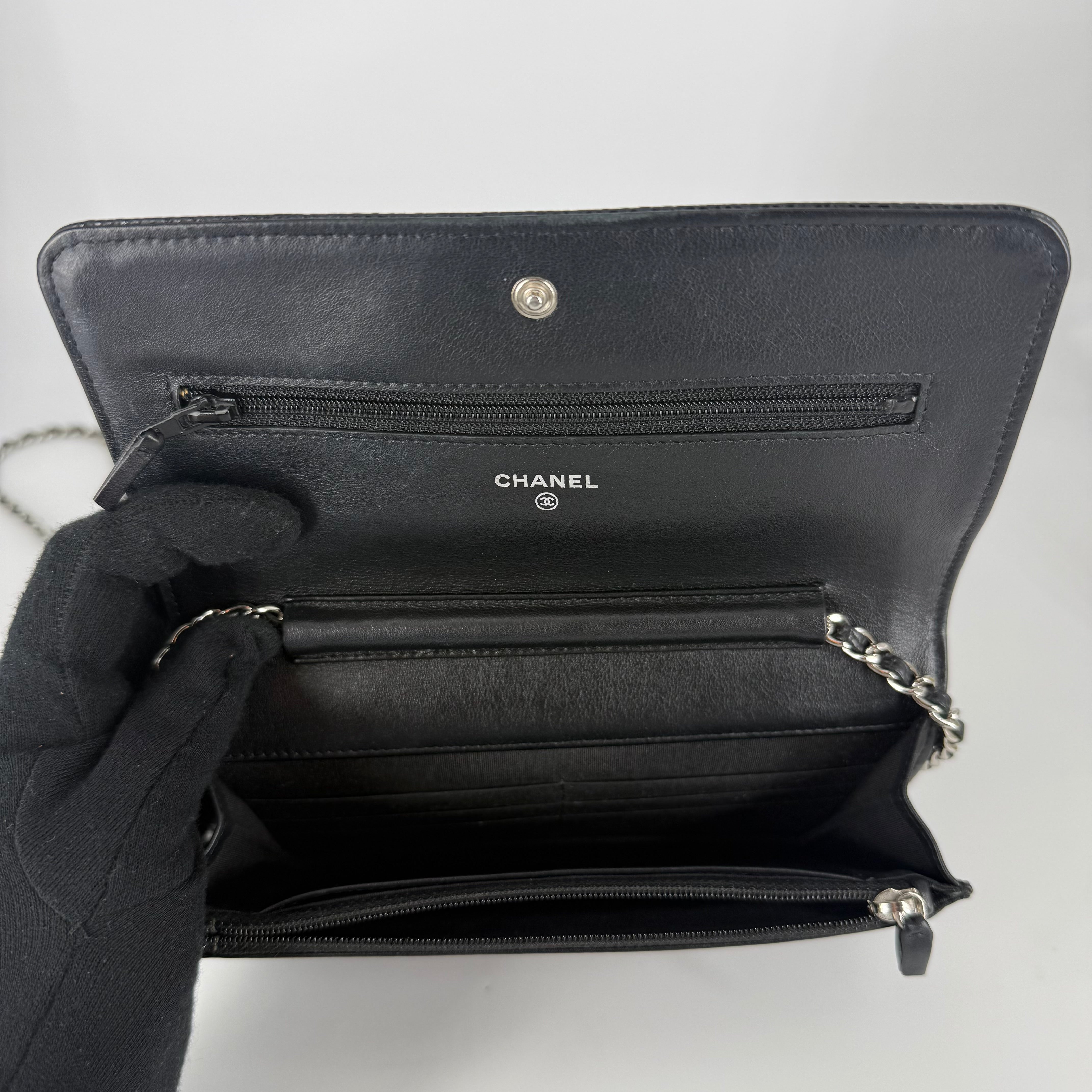 CHANEL Classic Wallet on Chain (WOC) Black Caviar Leather