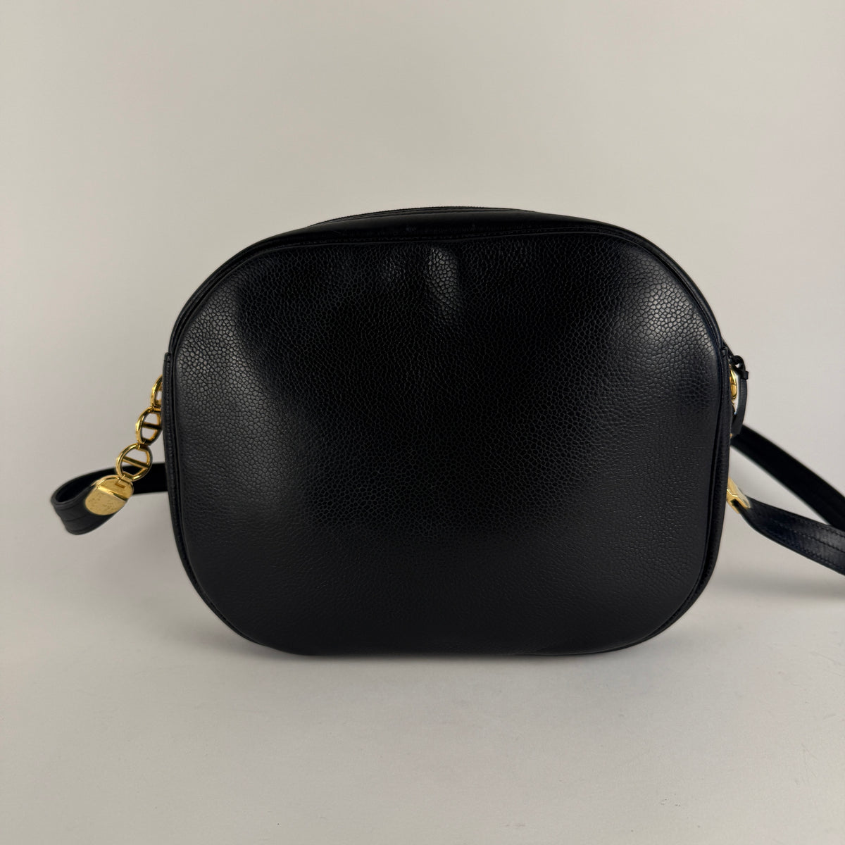 Vintage — Black Grained Leather — Gold-Tone Hardware