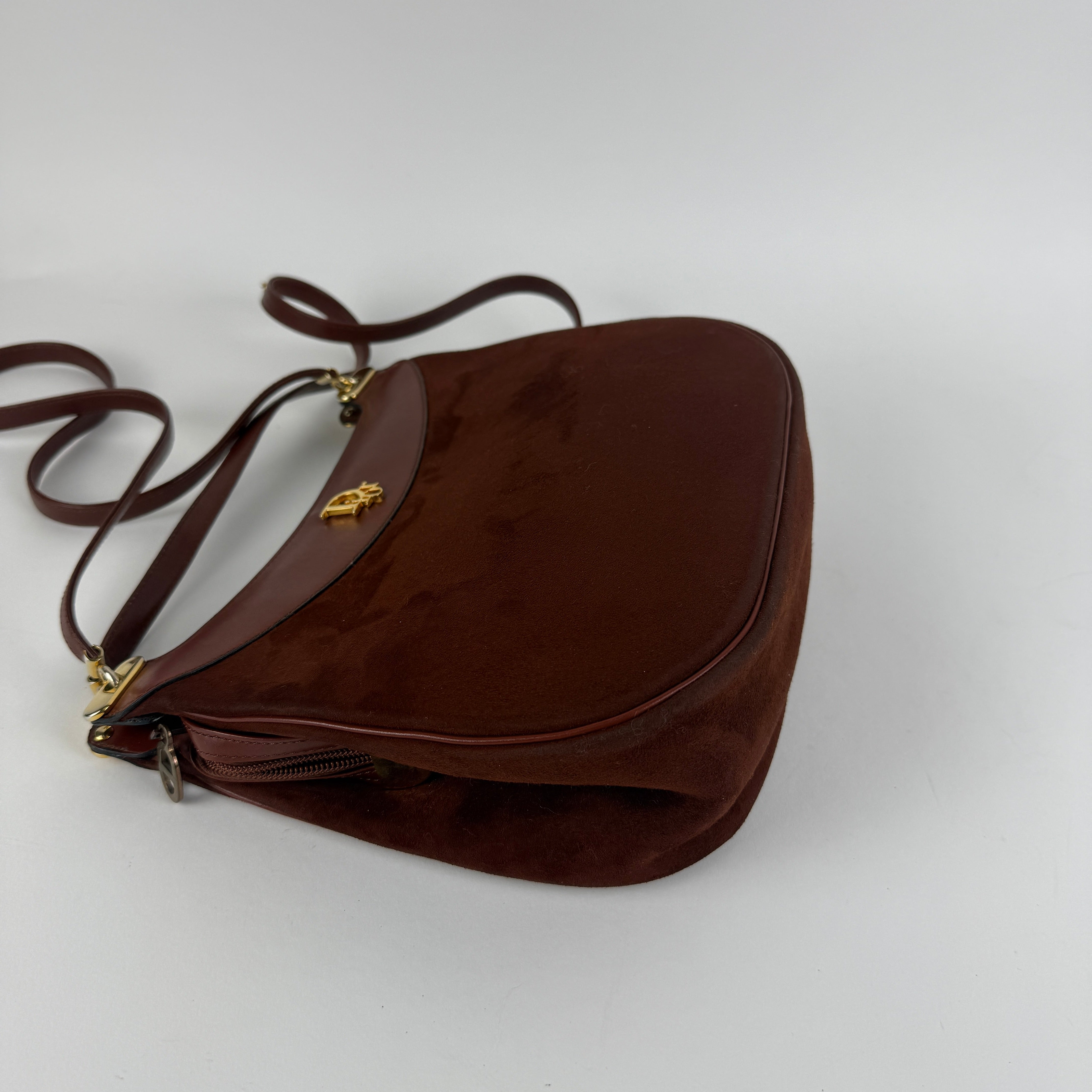 Vintage Suede Hobo Shoulder Bag