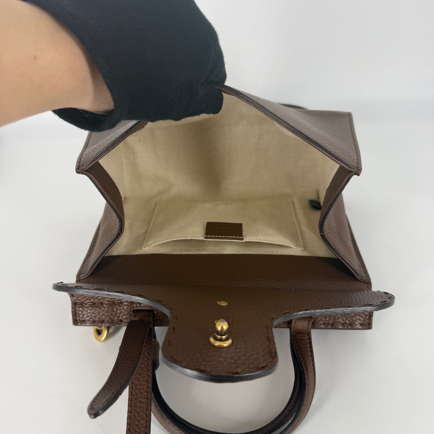 GUCCI Marmont Leather Top handle Handbag – Brown