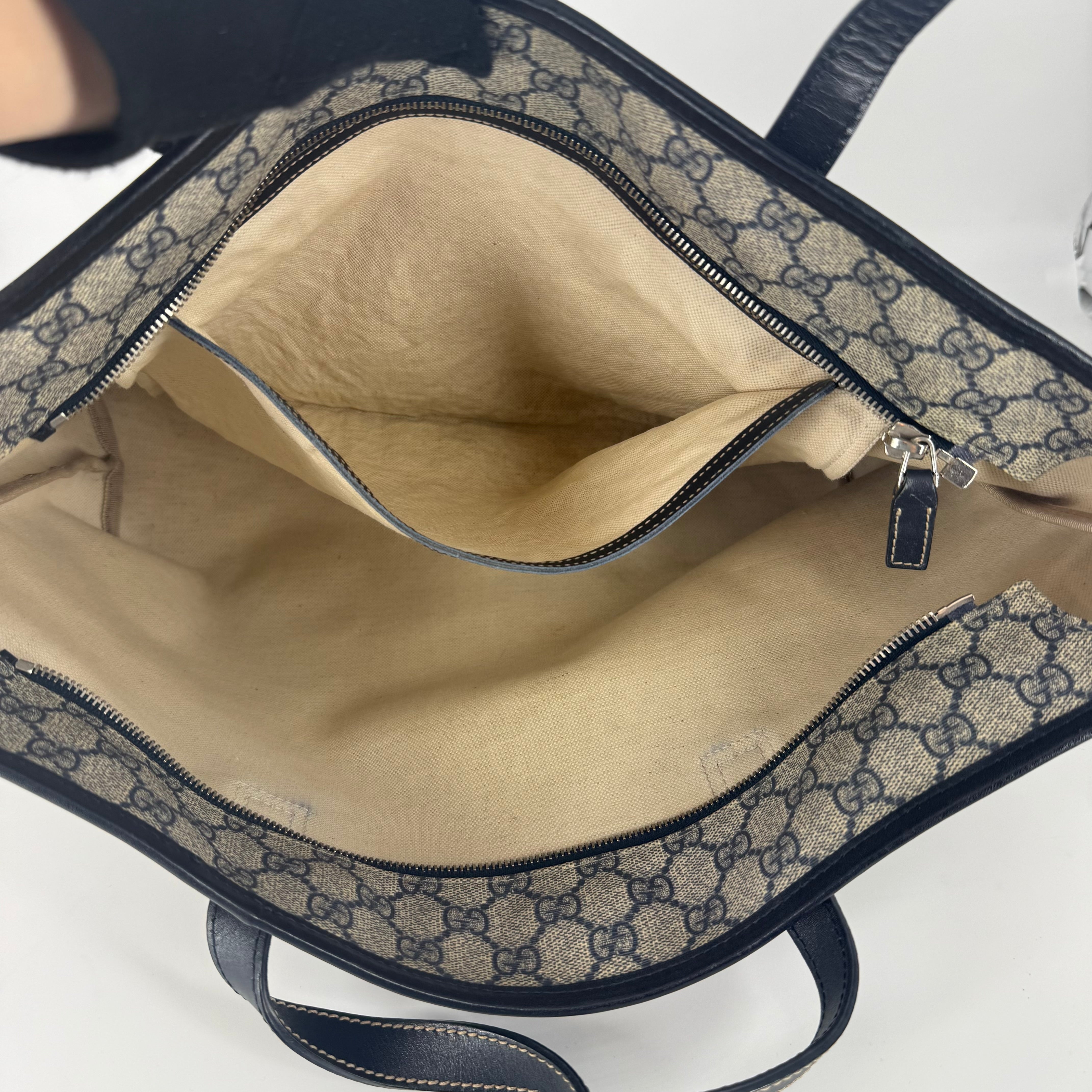 GG Canvas Navy Tote Bag