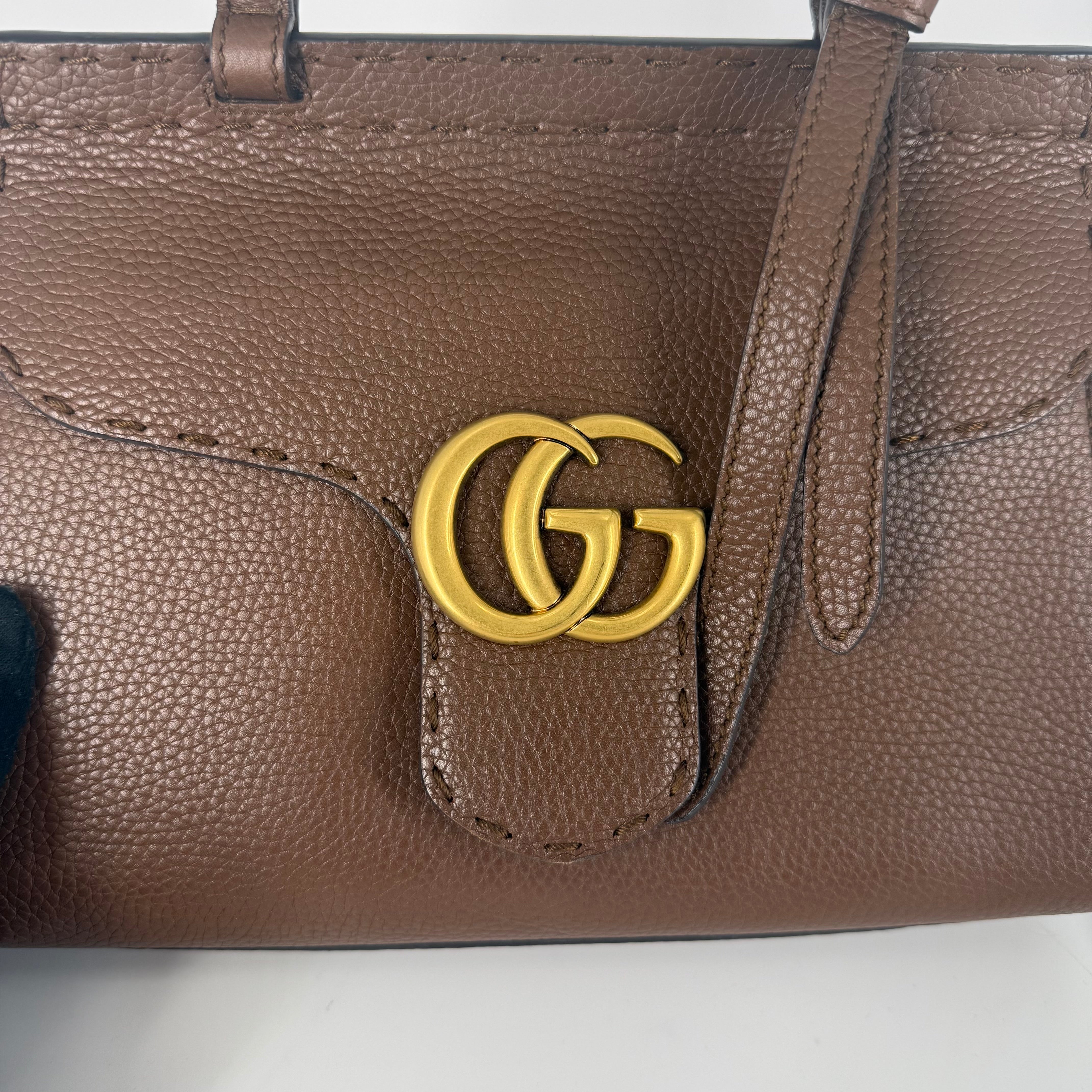 Marmont Leather Top handle Handbag – Brown