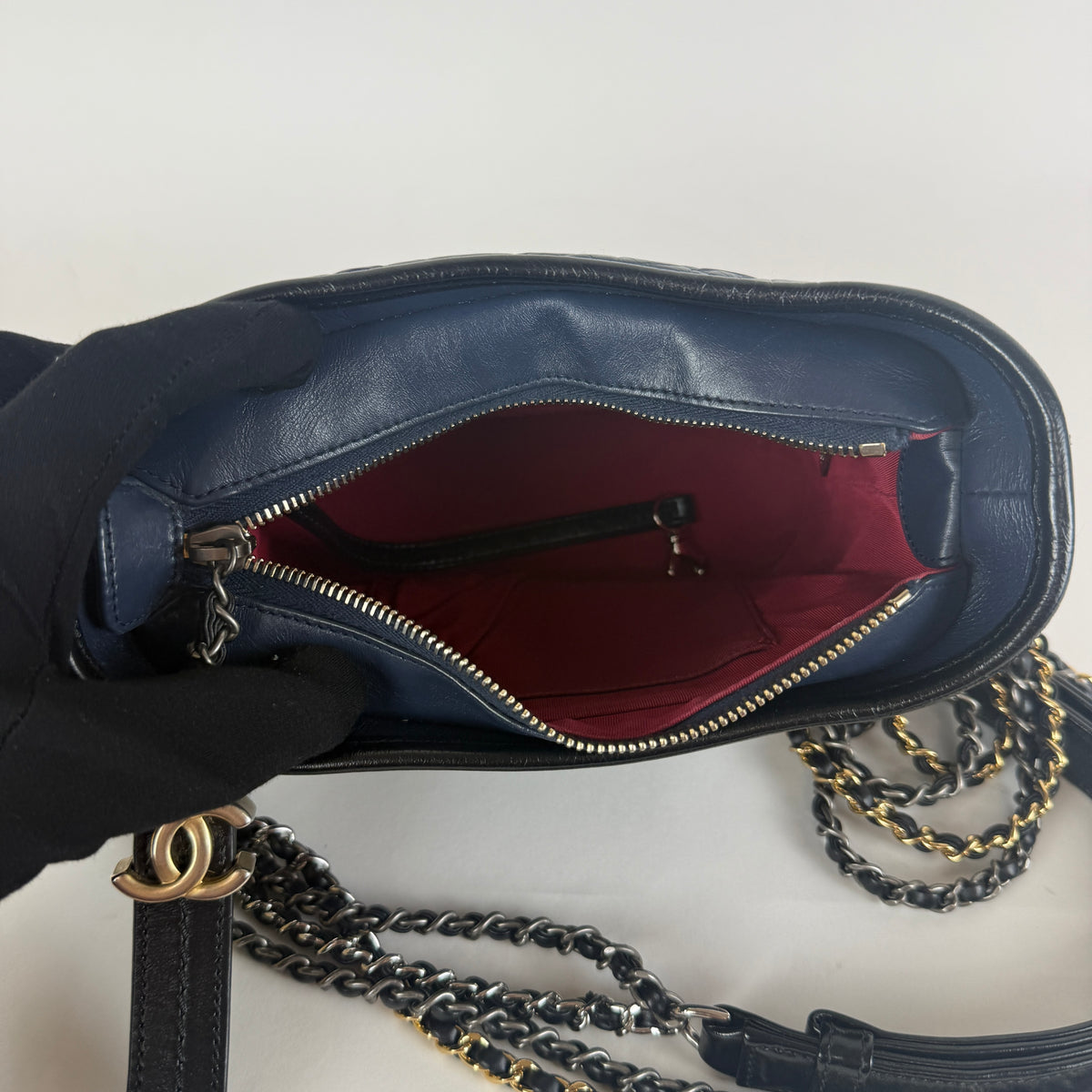 Gabrielle Small Hobo — Blue Aged Calfskin — Two-Tone Hardware
