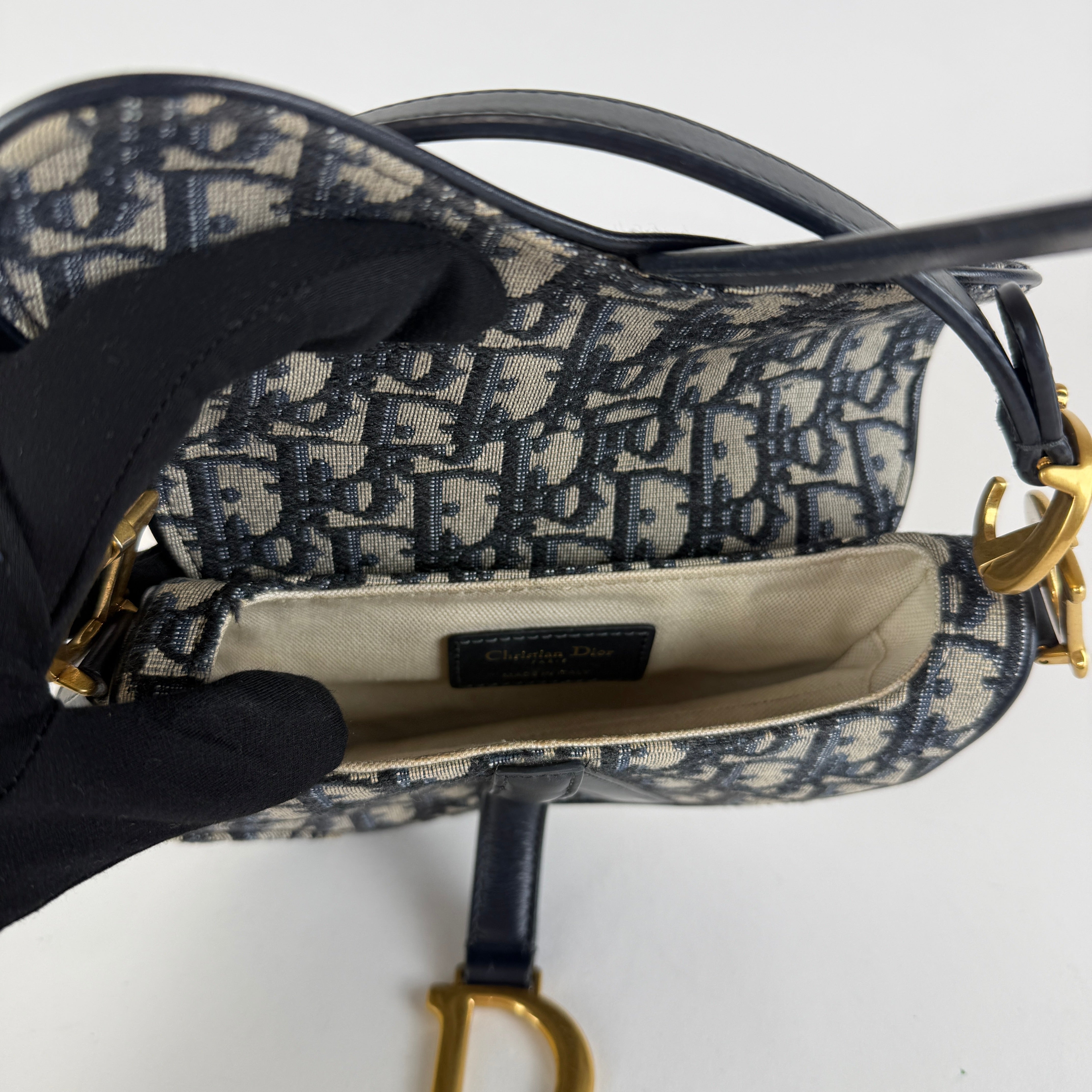 Saddle Mini — Navy Dior Oblique Canvas