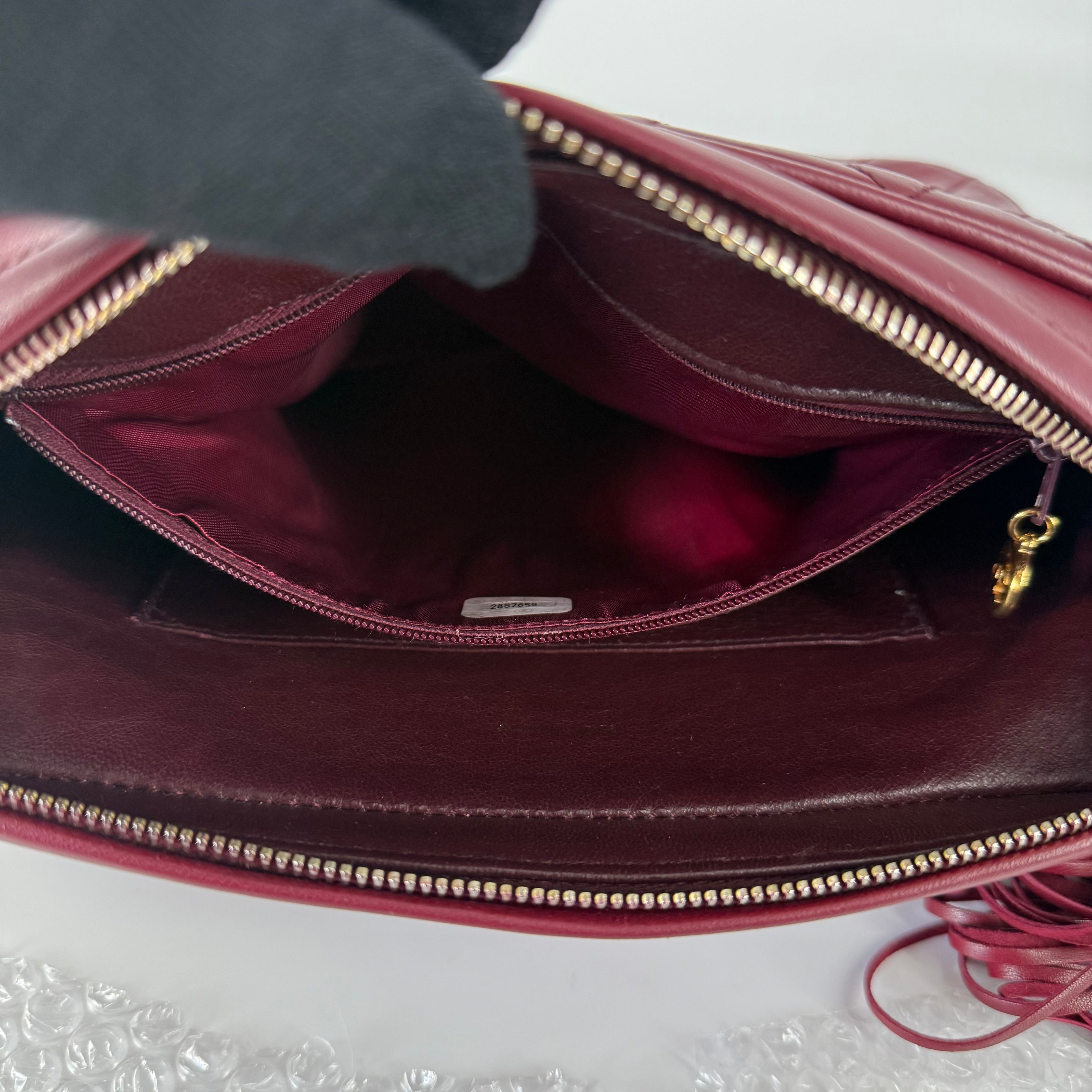 Vintage Camera Bag – Burgundy Lambskin – 24K Gold Hardware