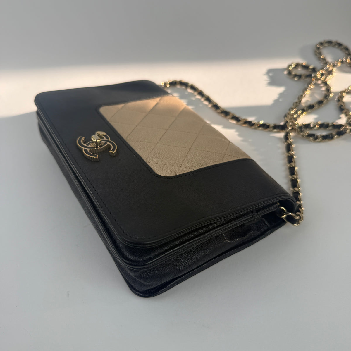 Wallet on Chain — Cruise Collection — Two-Tone Lambskin Leather — Gold-Tone Hardwares