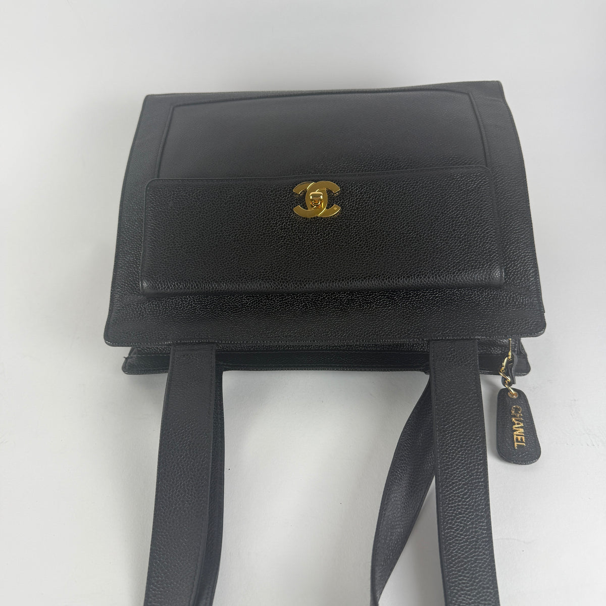 Vintage Tote — Black Caviar Leather — 24K Gold Hardware