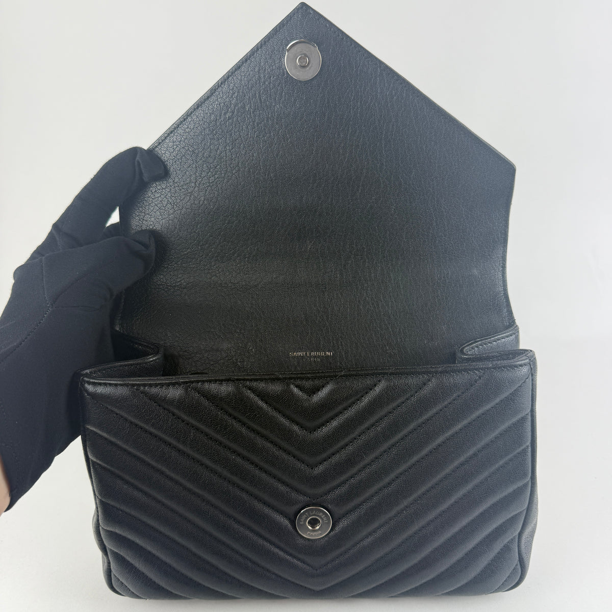 College Small Top Handle — Black Leather & Silver-Tone Hardware