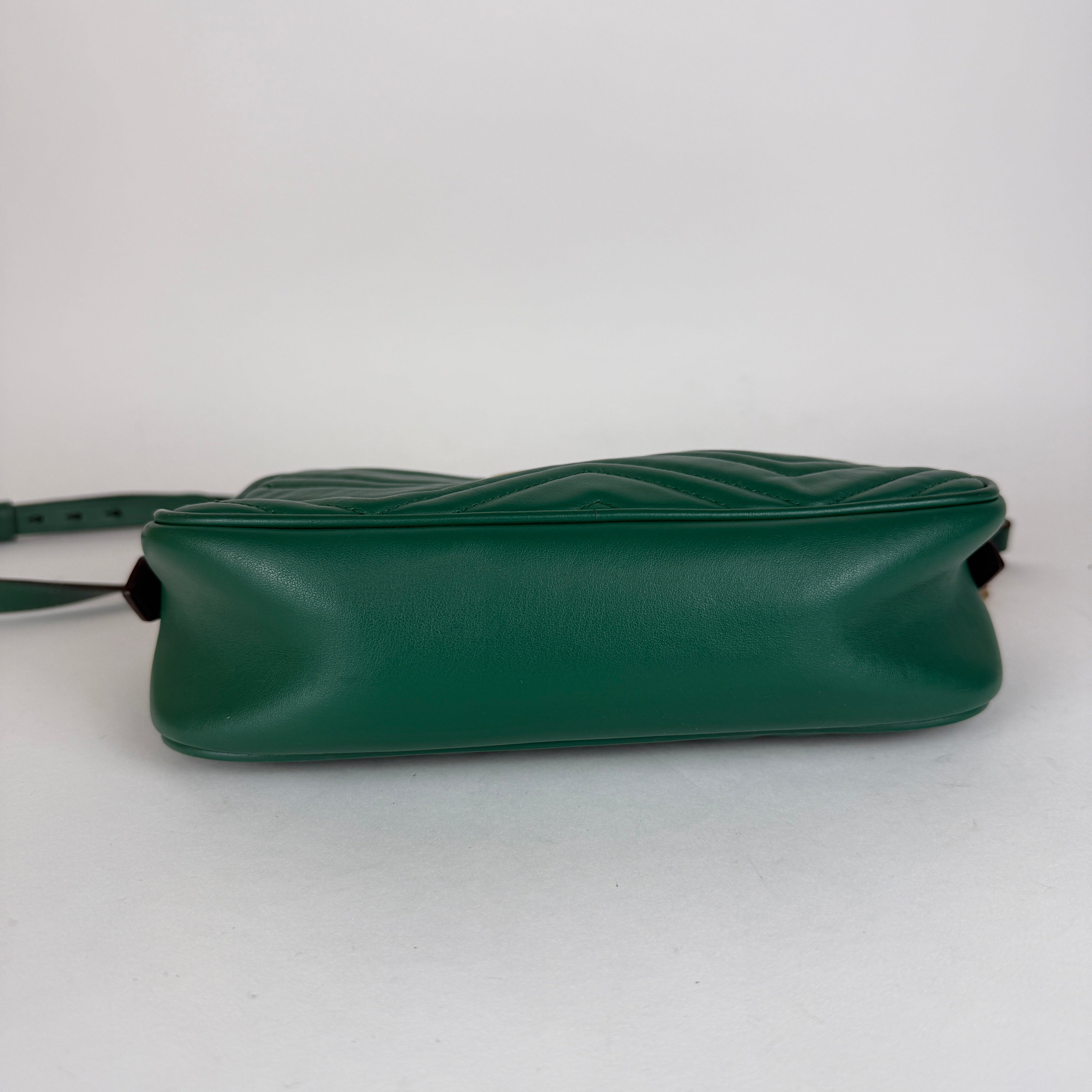 GG Marmont Matelassé Camera Bag — Green Leather