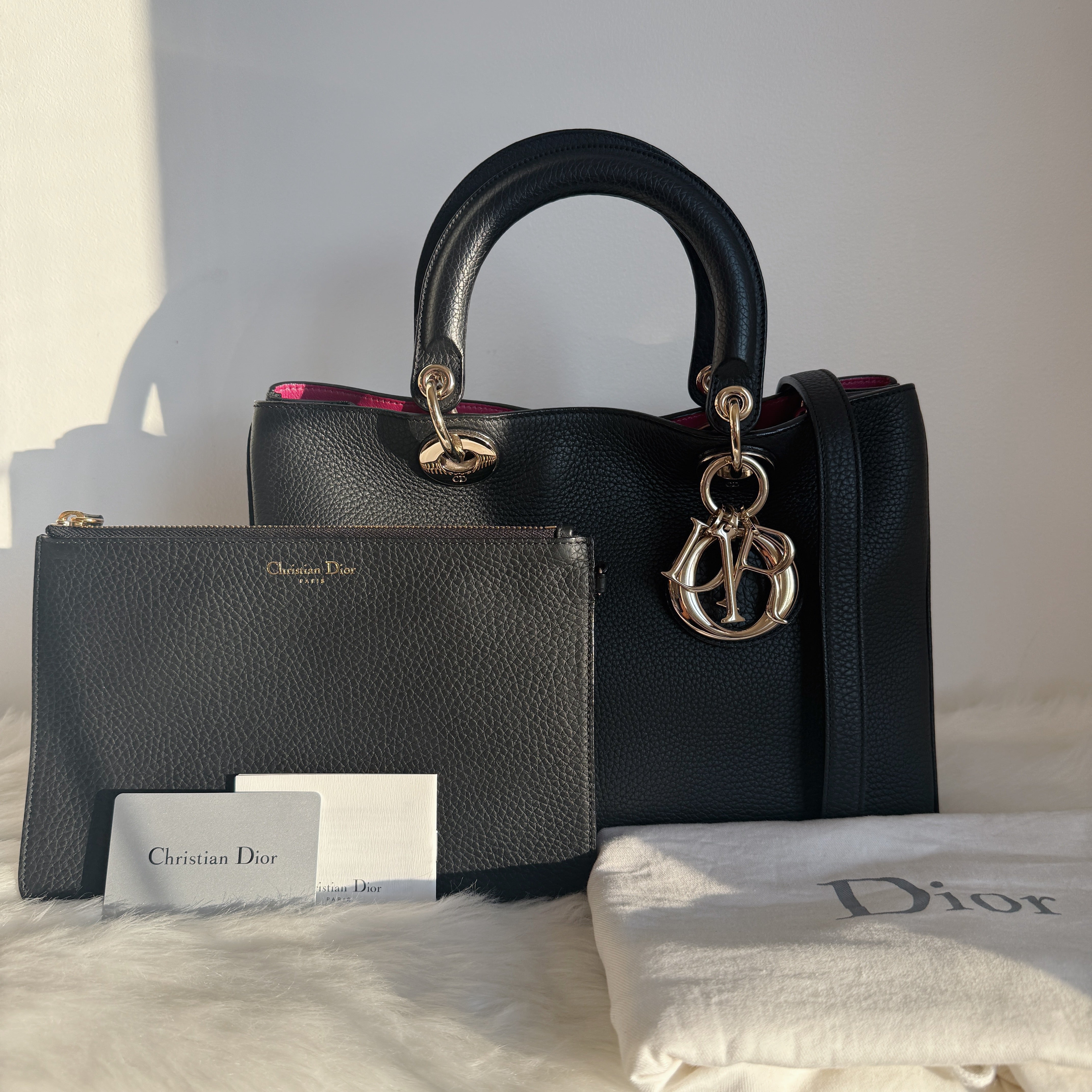 Diorissimo Medium — Black Grained Leather