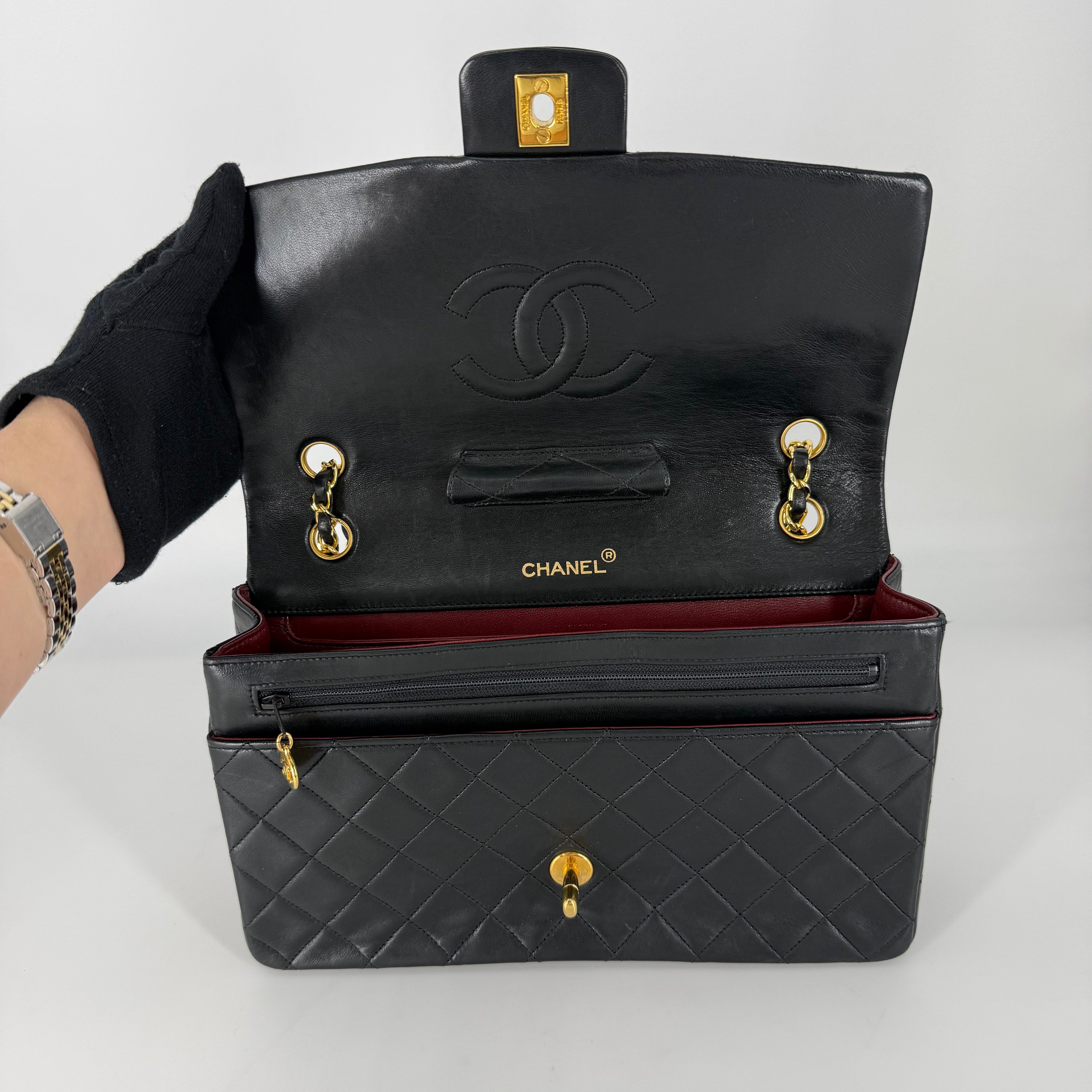 Vintage Single Flap Shoulder Bag 24k Gold