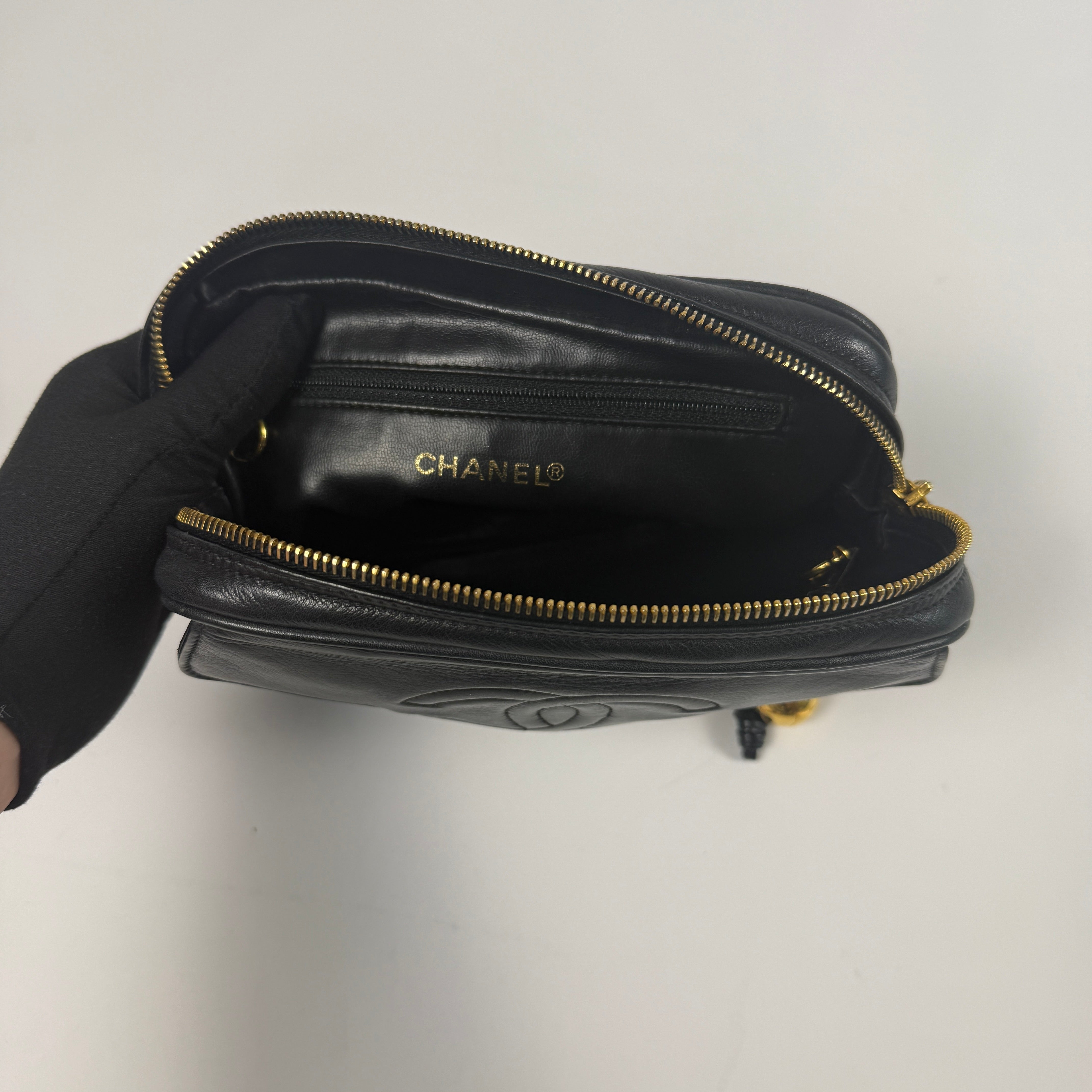 Vintage CC Waist Bag – Black Leather
