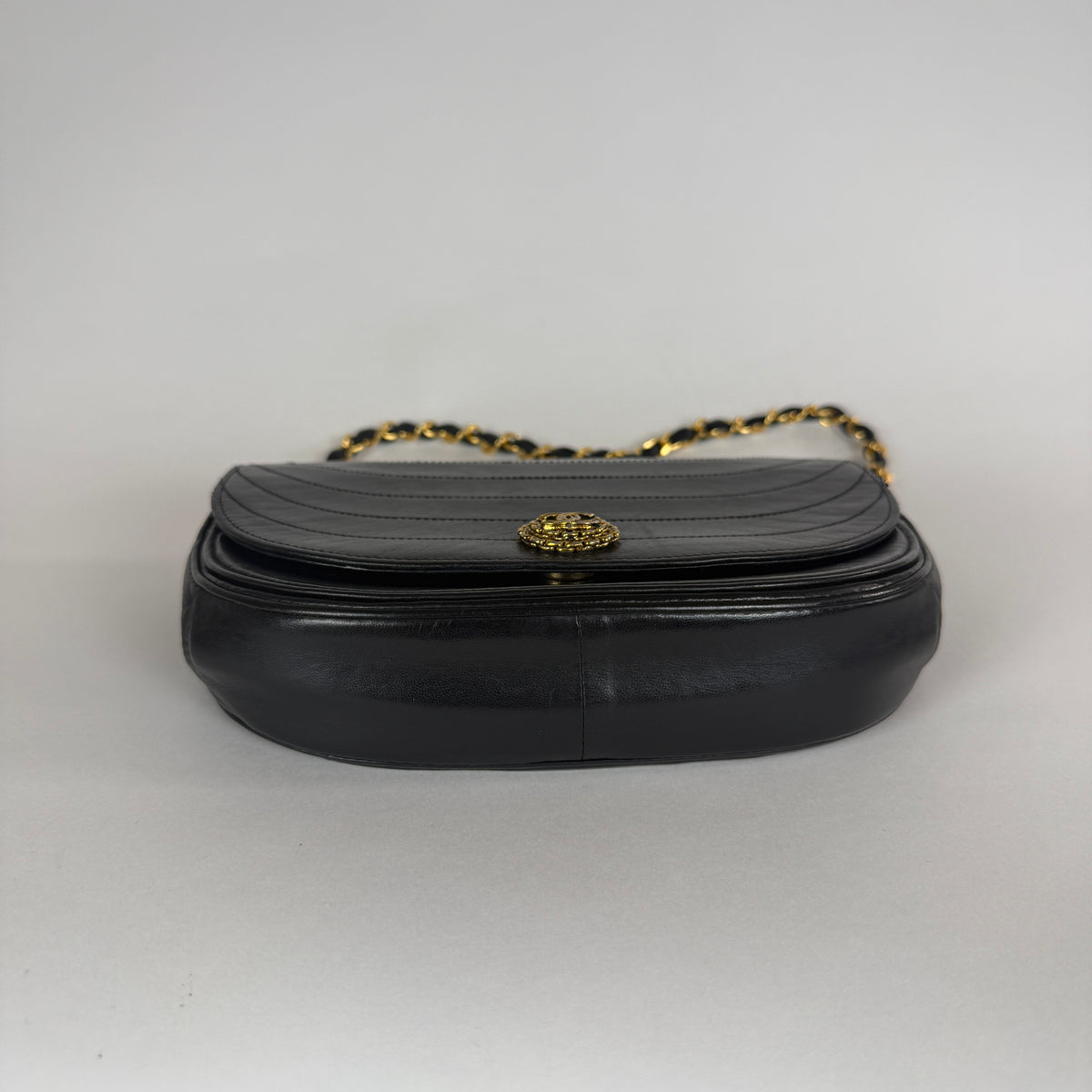 Vintage Half Moon Hobo — Black Leather — 24K Gold-Plated Hardware