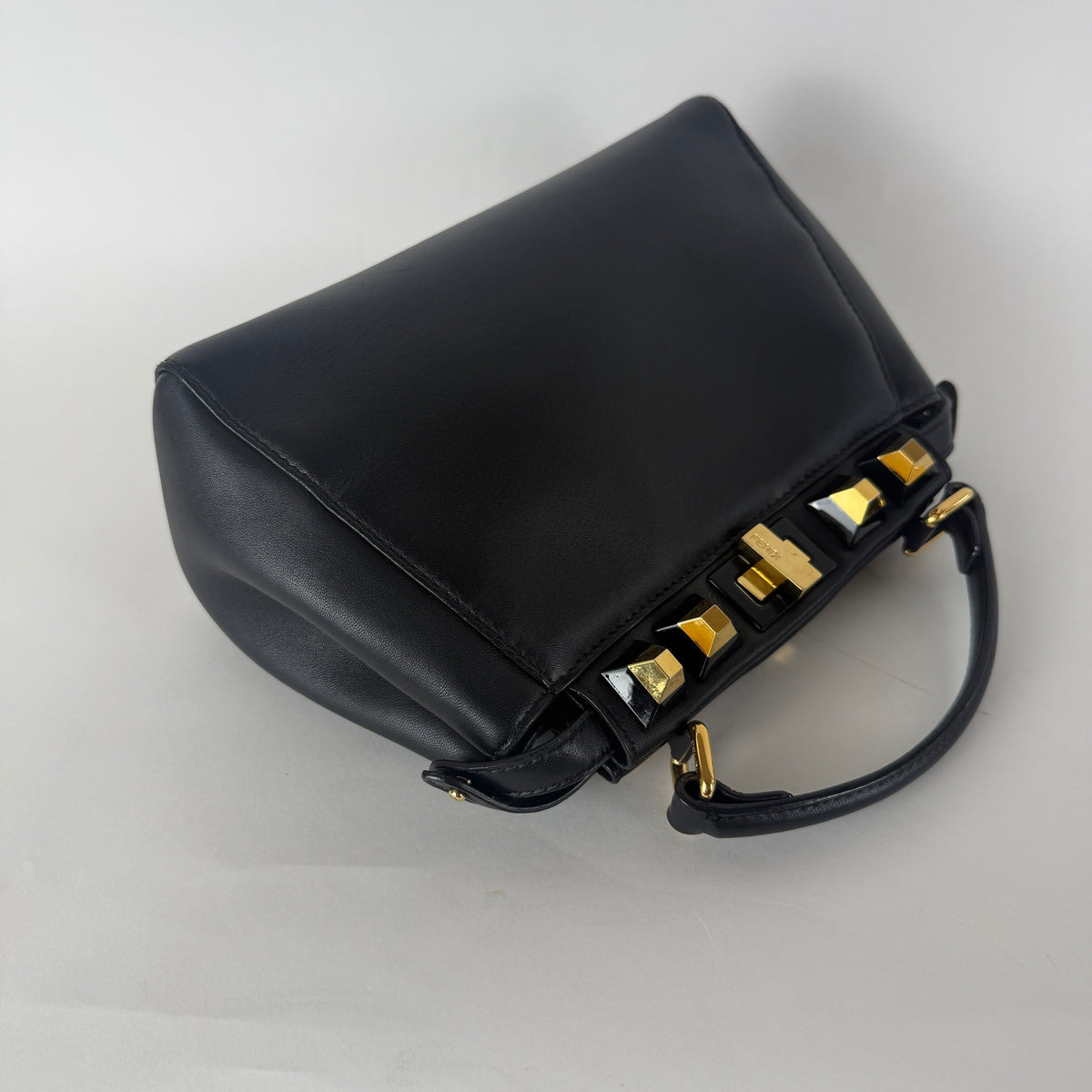 Peekaboo Mini — Black Leather — Gold-Tone Studded Strap