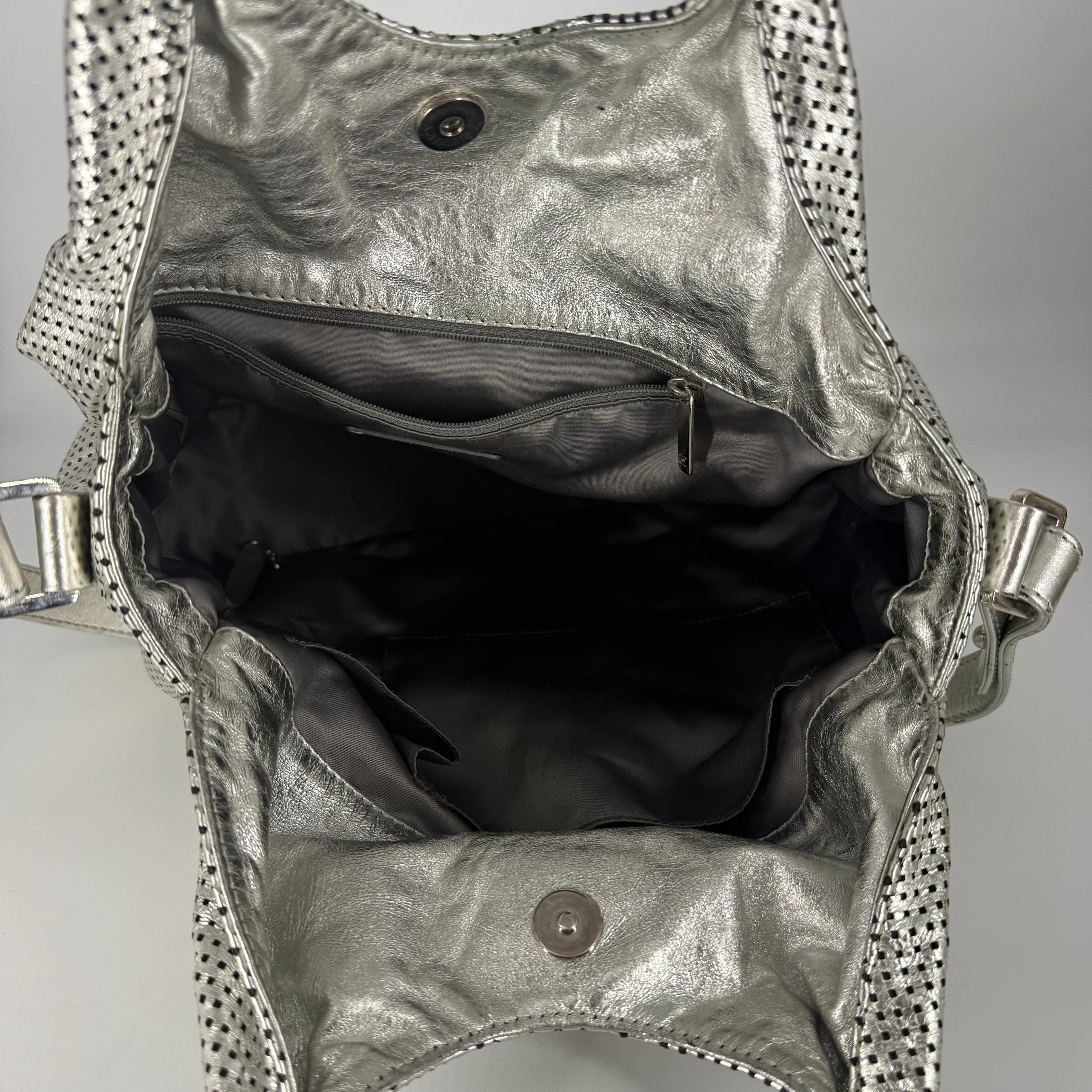 Rodeo Drive Tote – Perforated Leather – Silver Hardware
