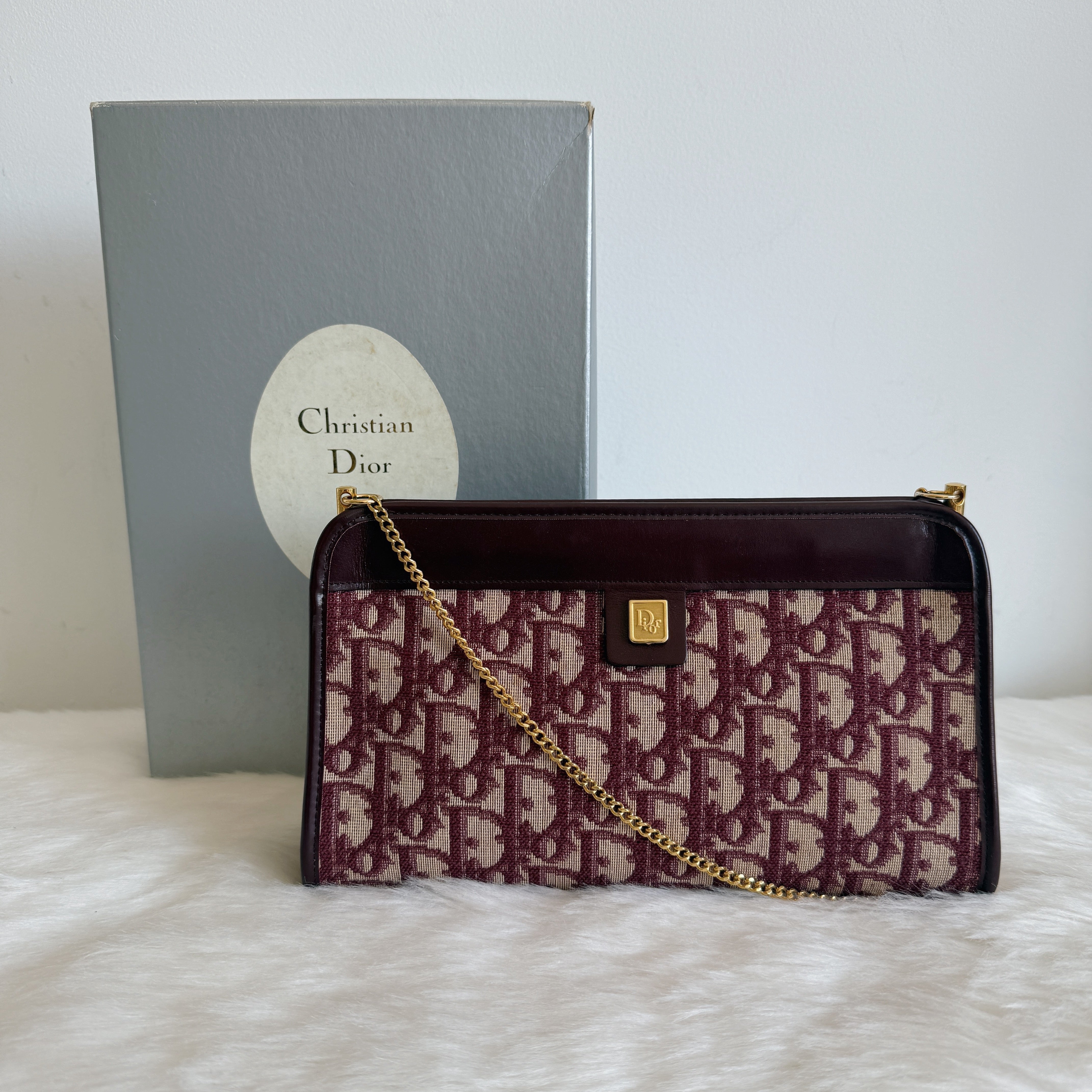 Vintage Chain Clutch — Oblique Canvas & Leather