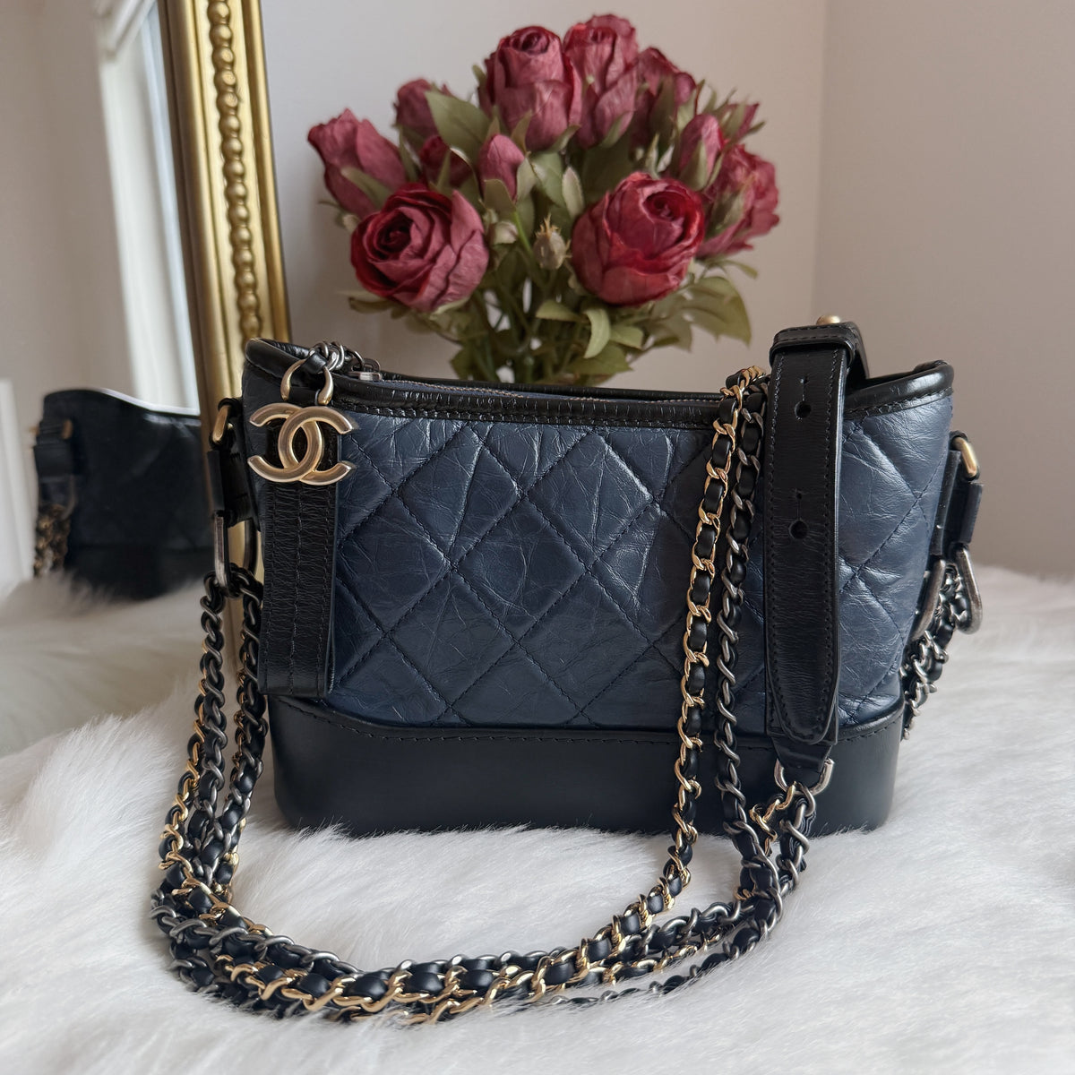 Gabrielle Small Hobo — Blue Aged Calfskin — Two-Tone Hardware