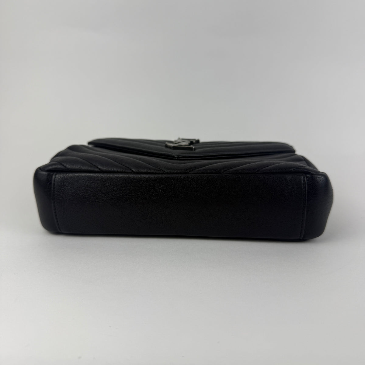 College Small Top Handle — Black Leather & Silver-Tone Hardware