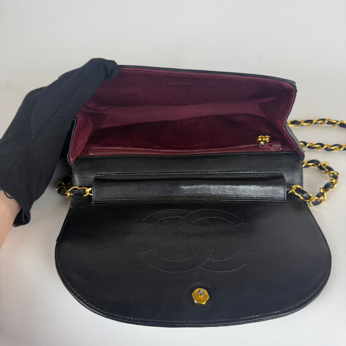 Vintage Half Moon Hobo — Black Leather — 24K Gold-Plated Hardware