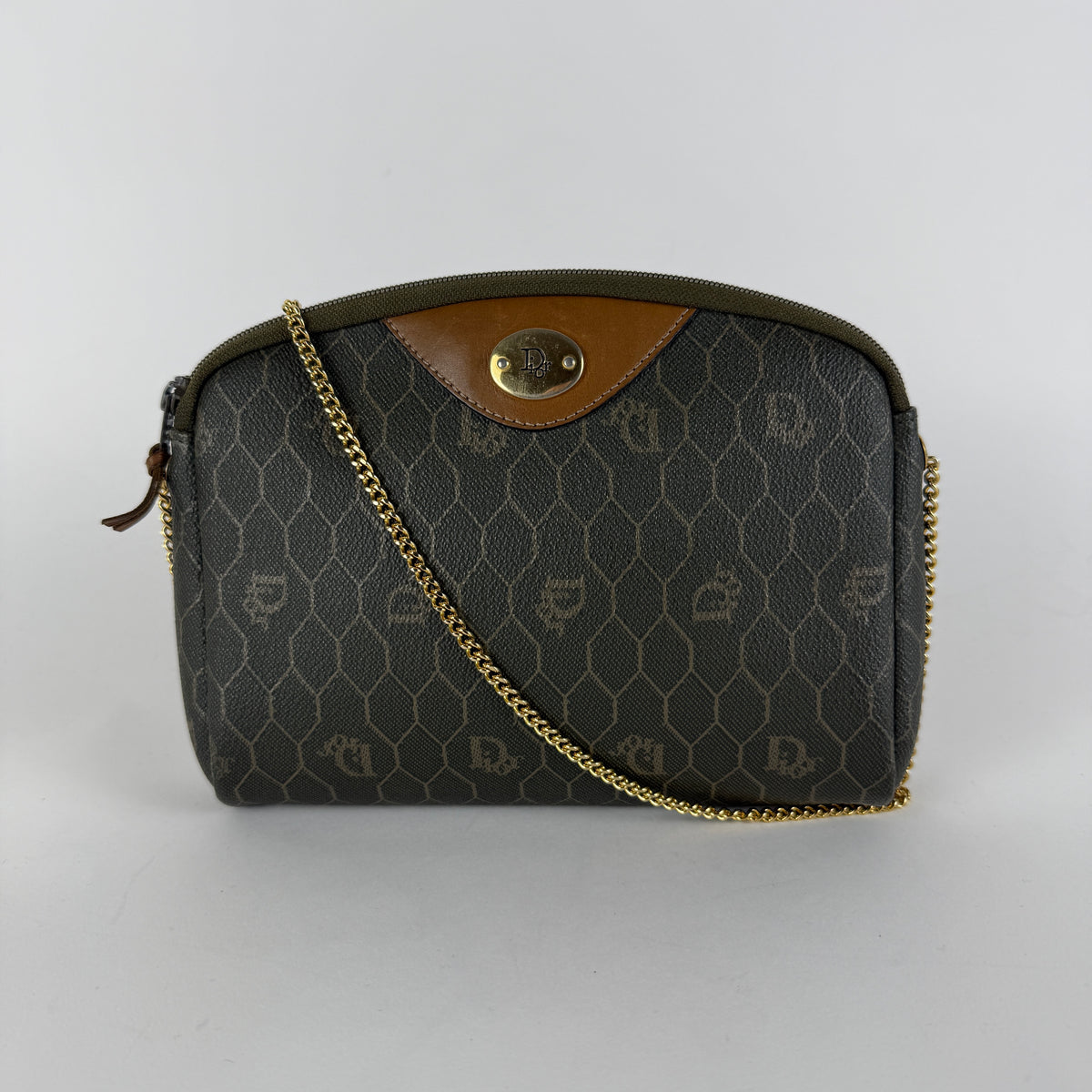 Vintage Honeycomb Crossbody Bag — Monogram Canvas — Gold-Tone Chain