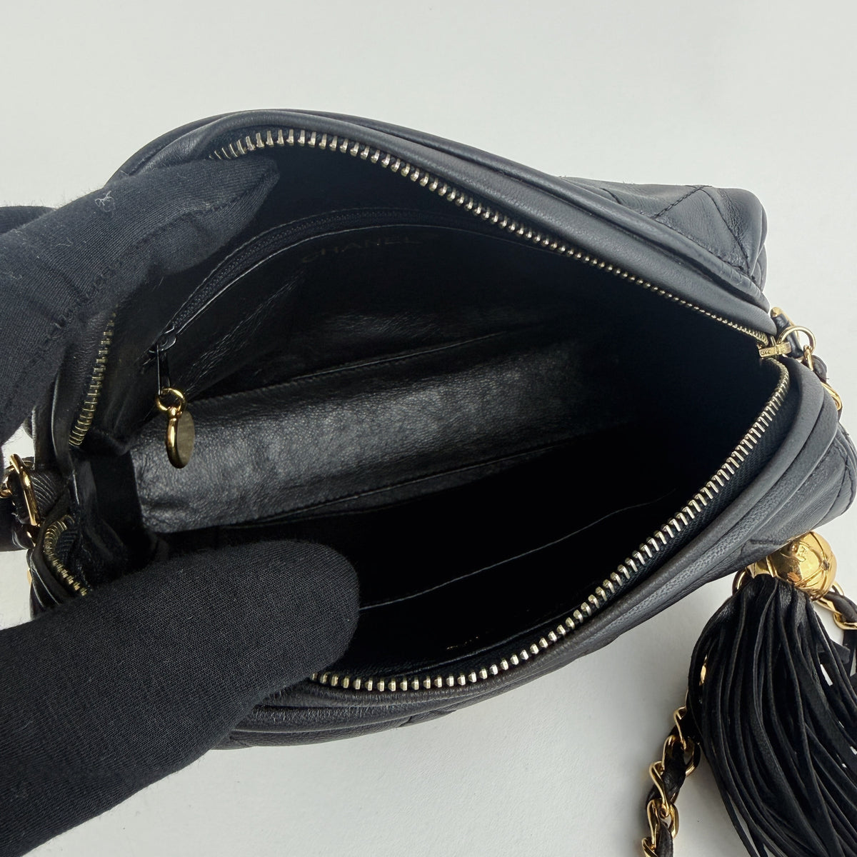 Vintage Quilted Flap Camera Bag — 24K Gold Hardware