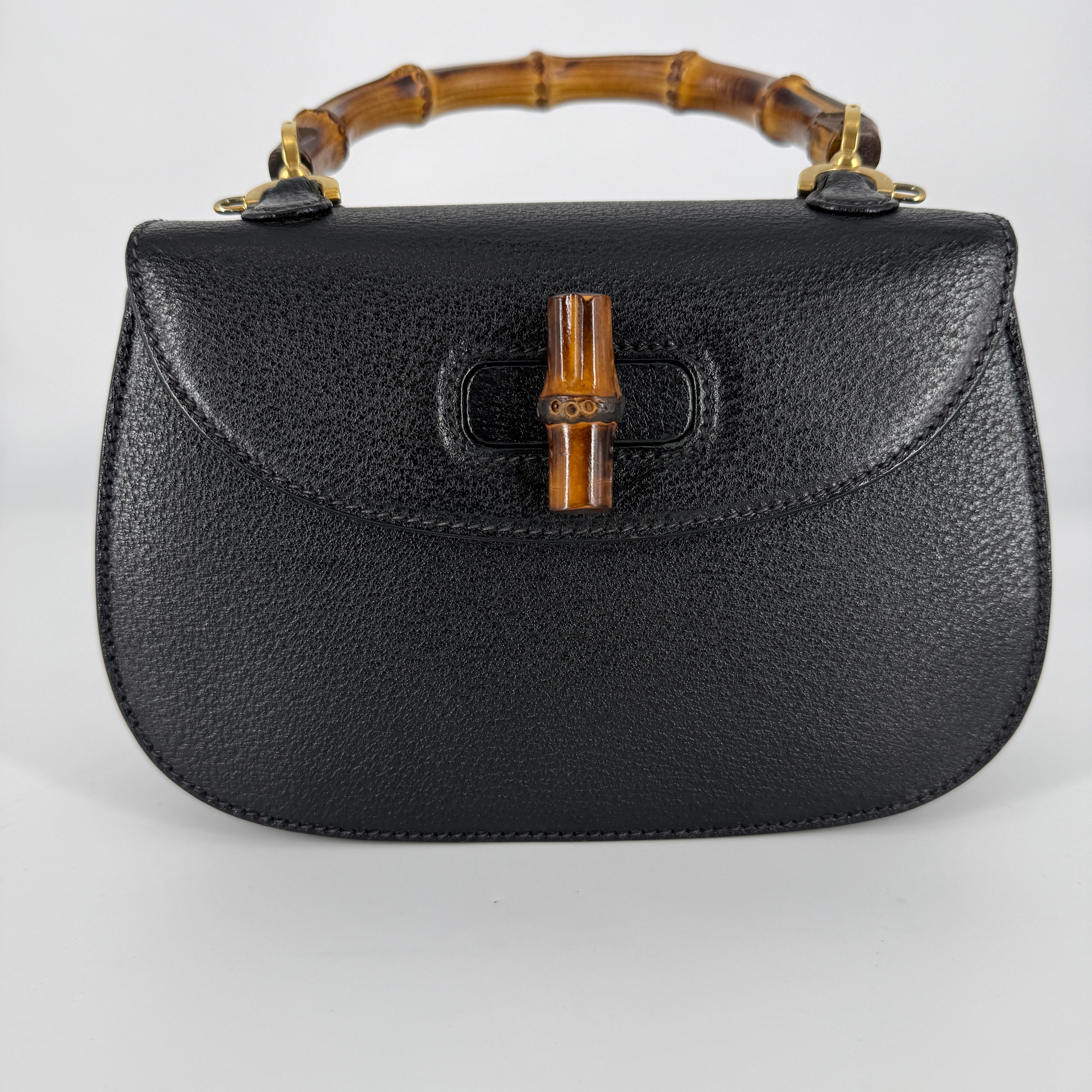 Bamboo Top Handle Bag – Black
