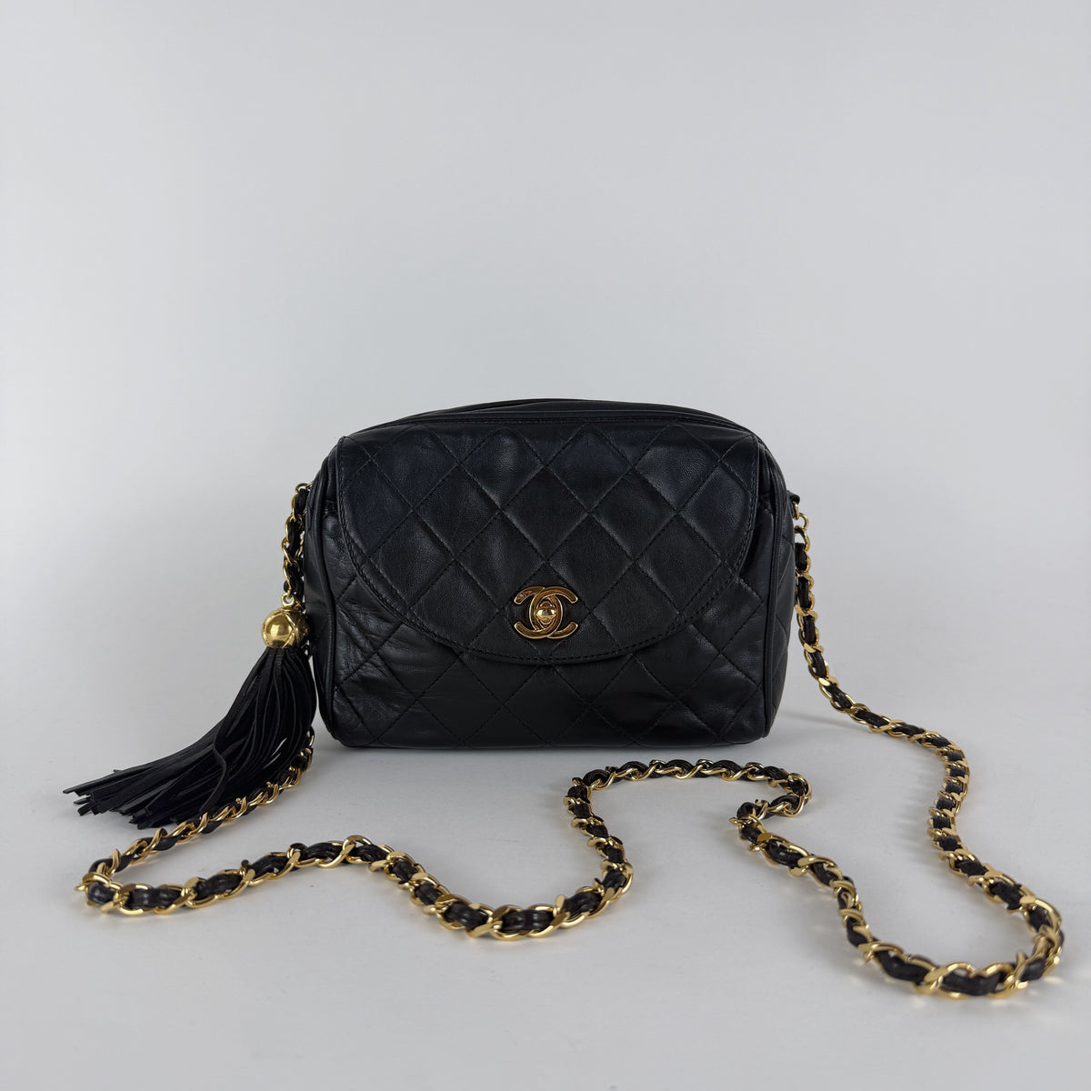 Vintage Quilted Flap Camera Bag — 24K Gold Hardware