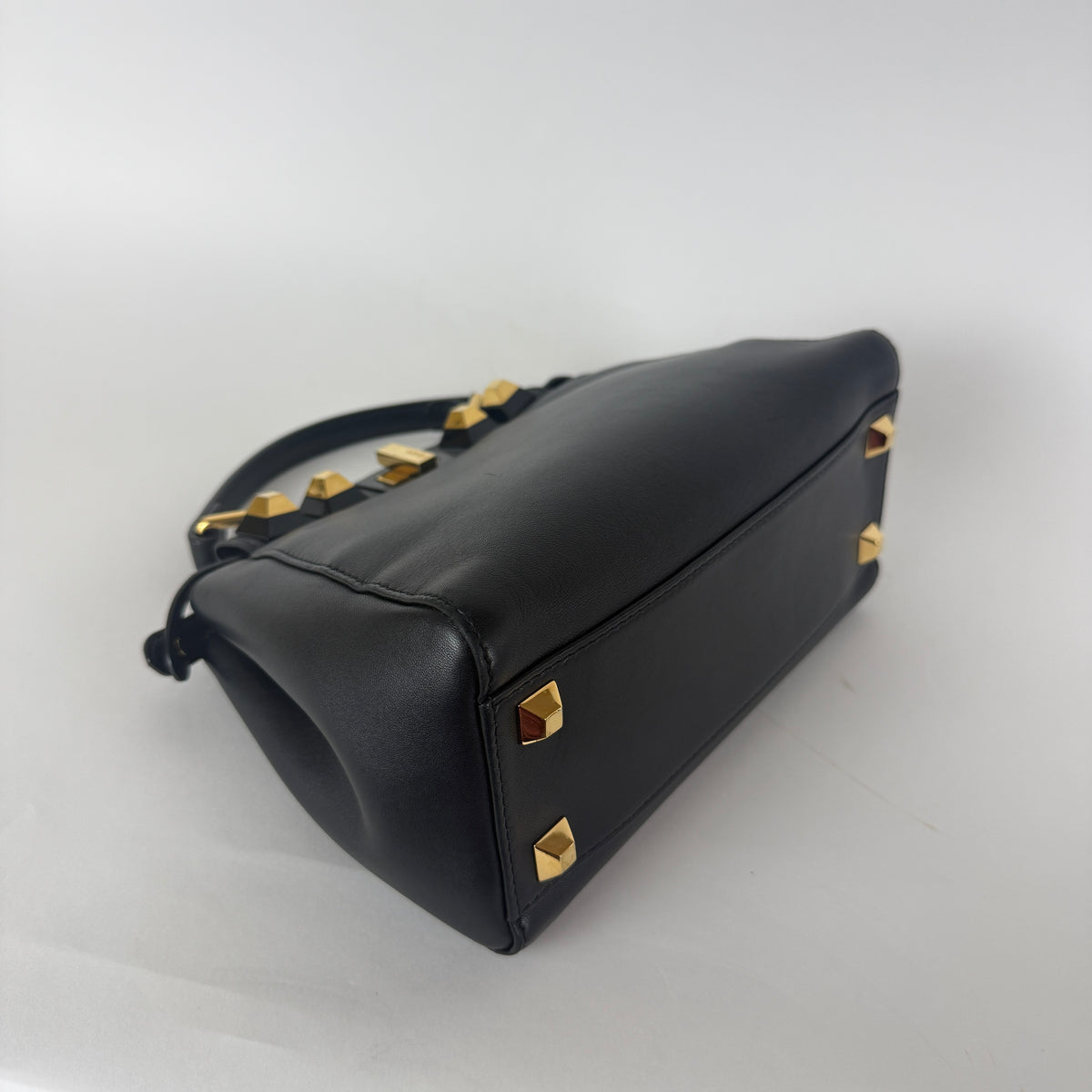 Peekaboo Mini — Black Leather — Gold-Tone Studded Strap
