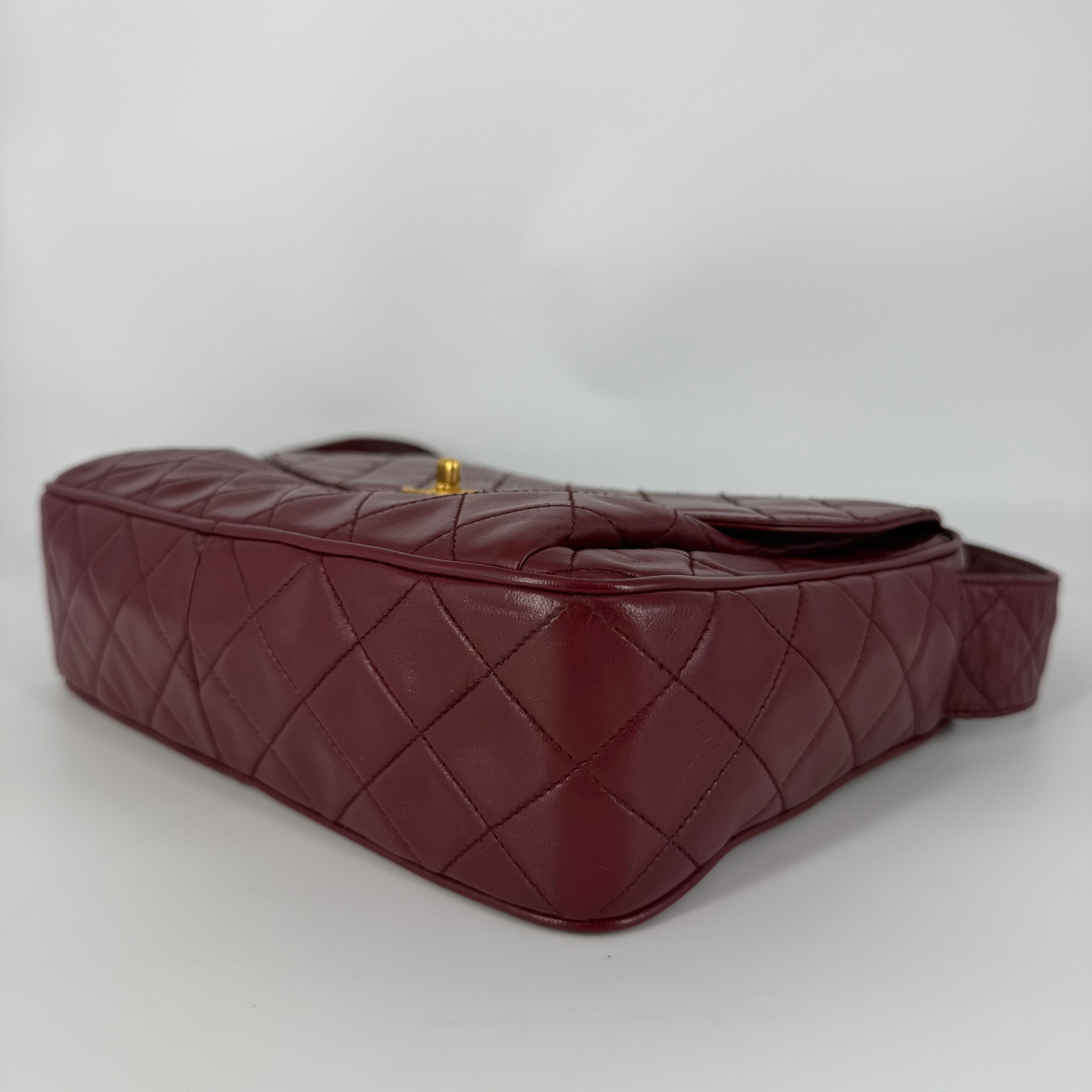 Vintage Camera Bag – Burgundy Lambskin – 24K Gold Hardware