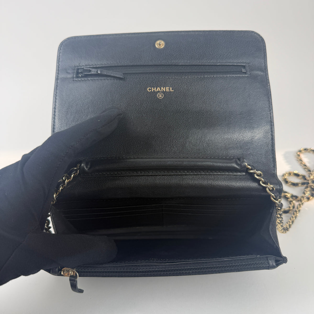 Wallet on Chain — Cruise Collection — Two-Tone Lambskin Leather — Gold-Tone Hardwares
