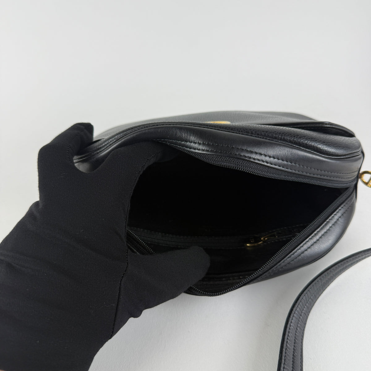 Vintage — Black Grained Leather — Gold-Tone Hardware