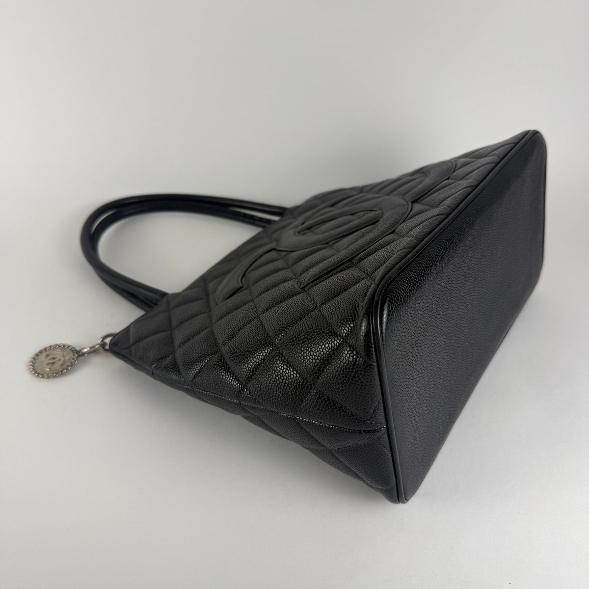 Vintage Medallion Tote — Black Caviar Leather — Silver-Tone Hardware