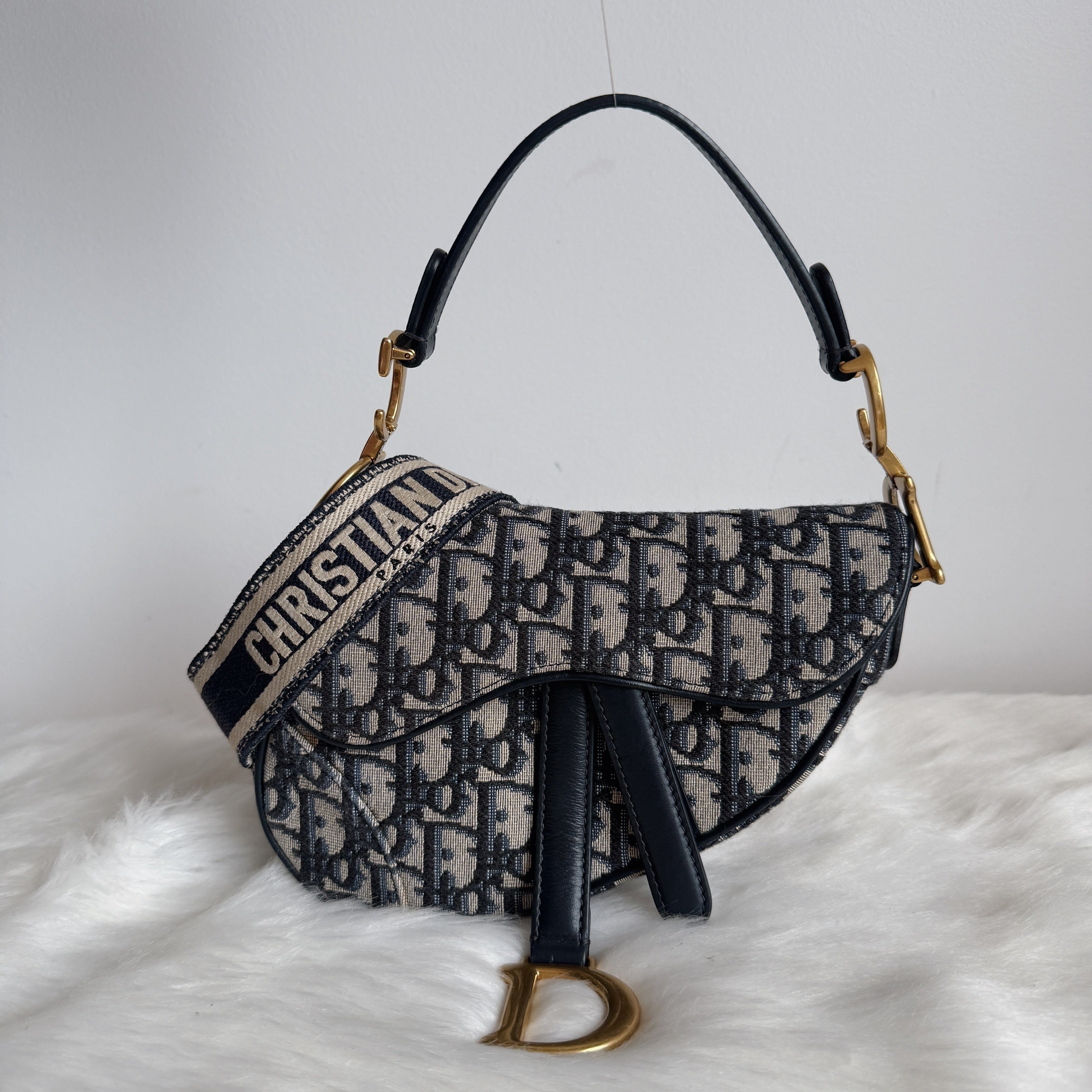 Saddle Mini — Navy Dior Oblique Canvas