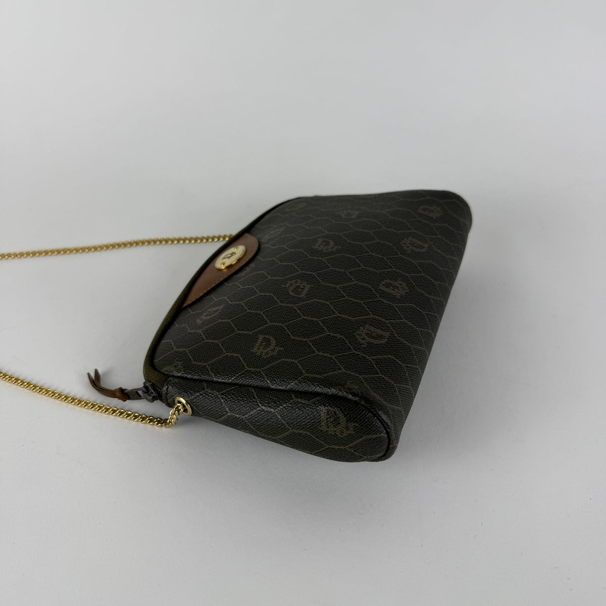 Vintage Honeycomb Crossbody Bag — Monogram Canvas — Gold-Tone Chain