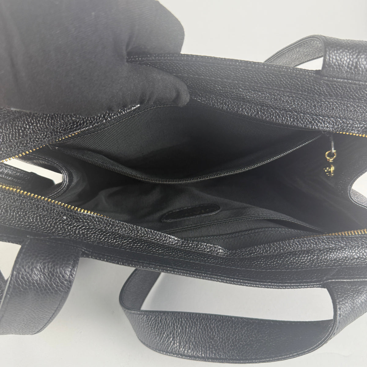 Vintage Tote — Black Caviar Leather — 24K Gold Hardware