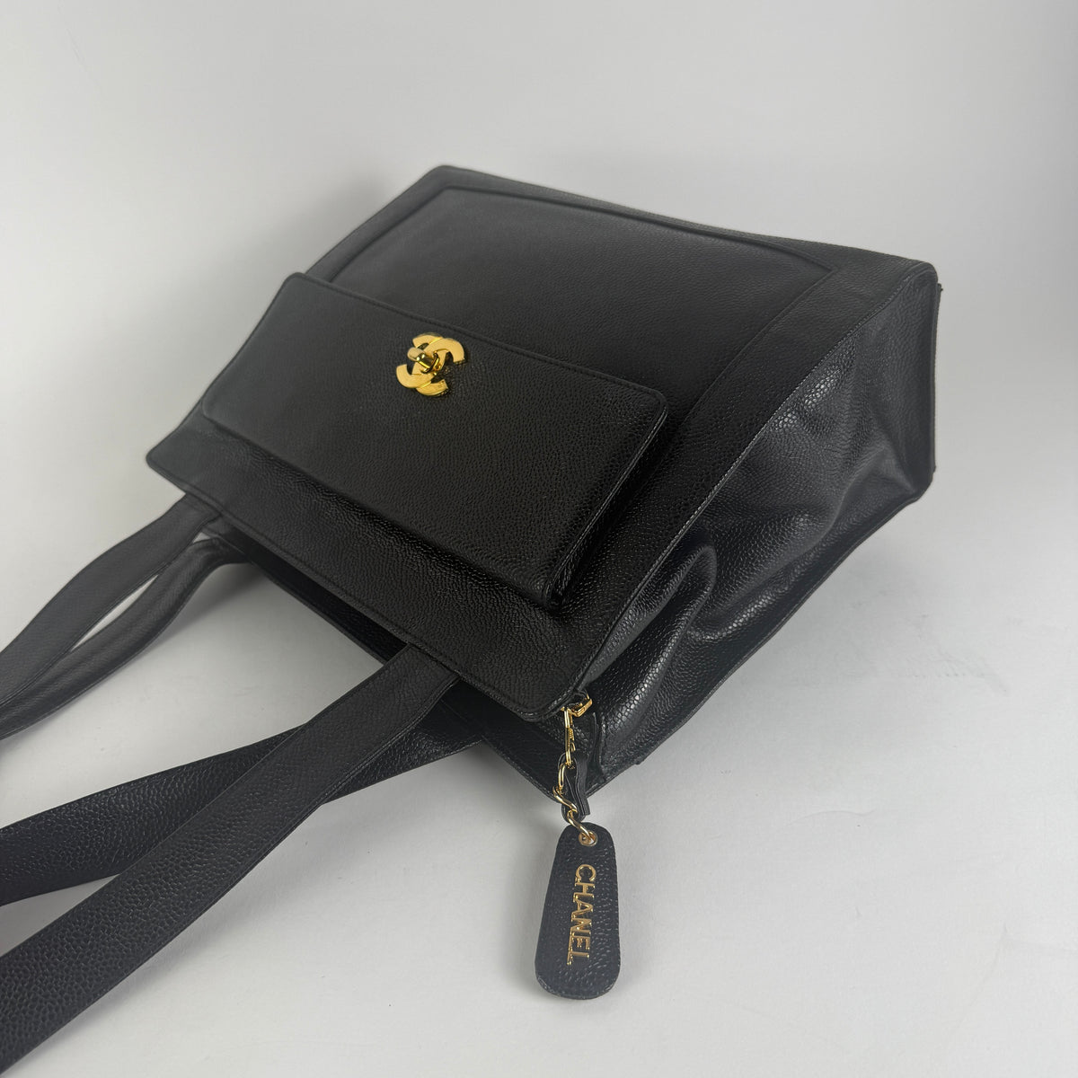 Vintage Tote — Black Caviar Leather — 24K Gold Hardware