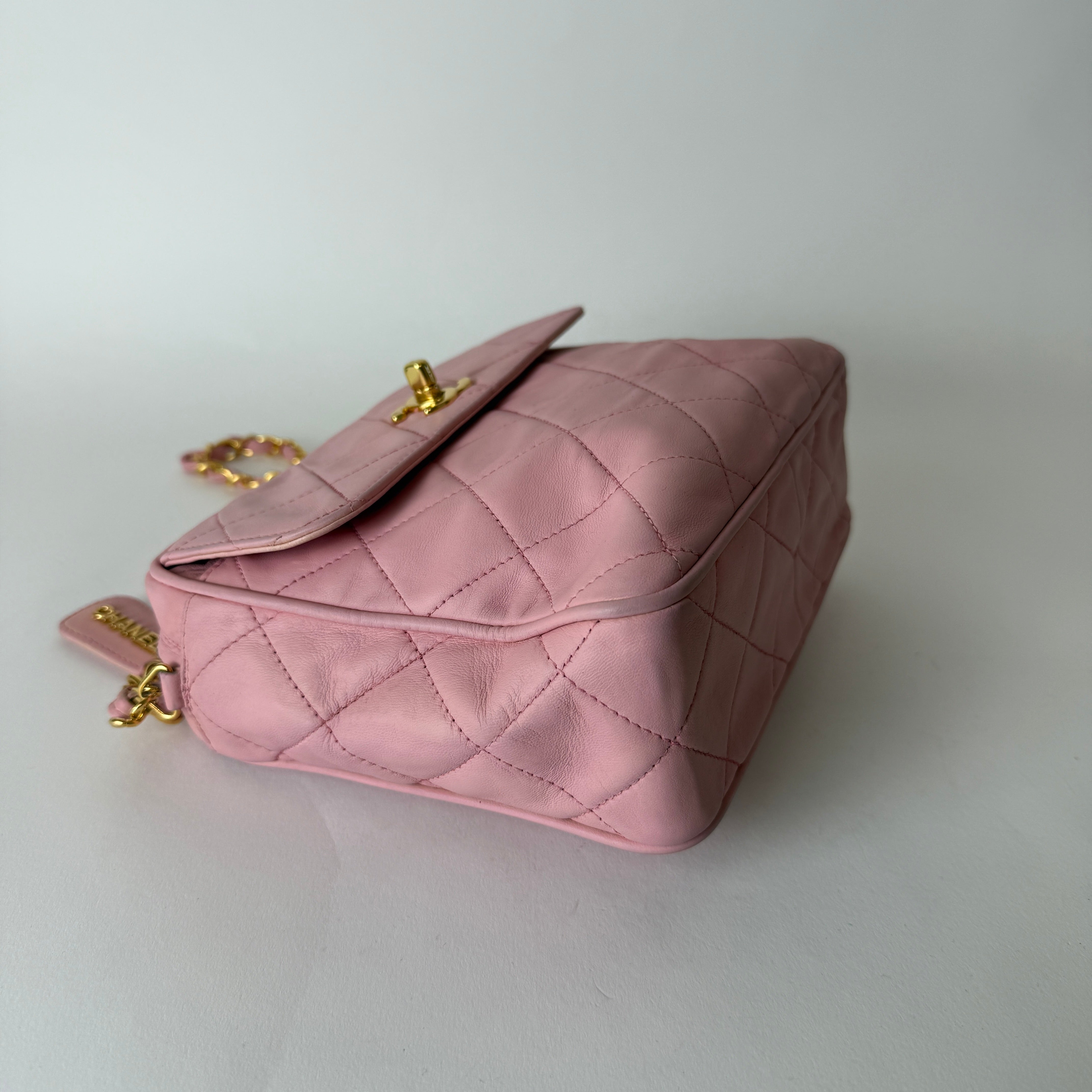 Vintage Quilted Camera Bag — Pink Lambskin