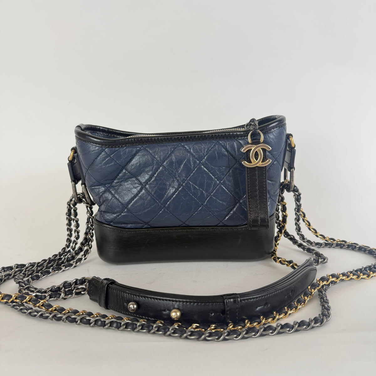 Gabrielle Small Hobo — Blue Aged Calfskin — Two-Tone Hardware