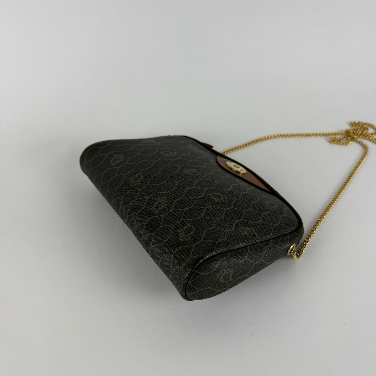 Vintage Honeycomb Crossbody Bag — Monogram Canvas — Gold-Tone Chain