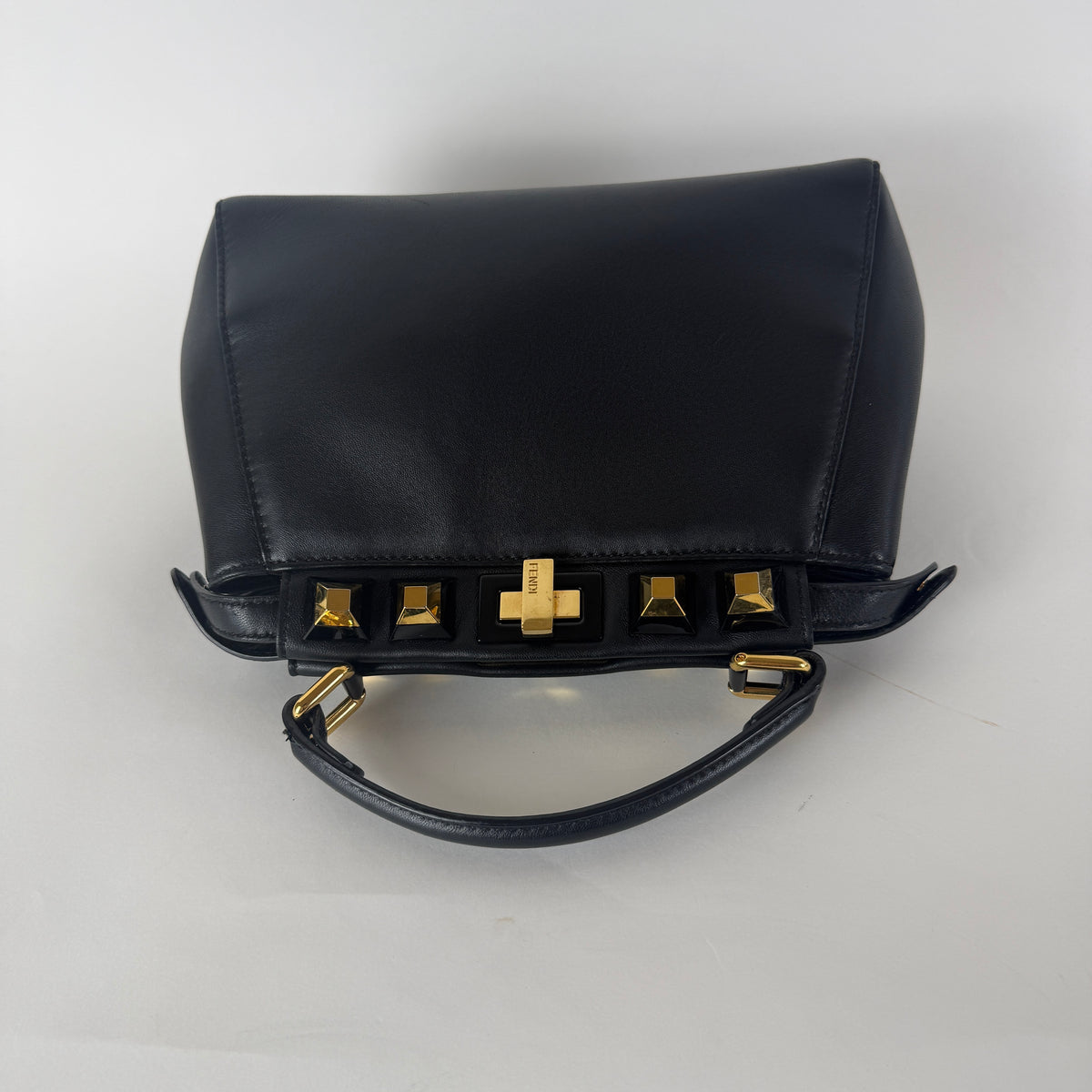 Peekaboo Mini — Black Leather — Gold-Tone Studded Strap