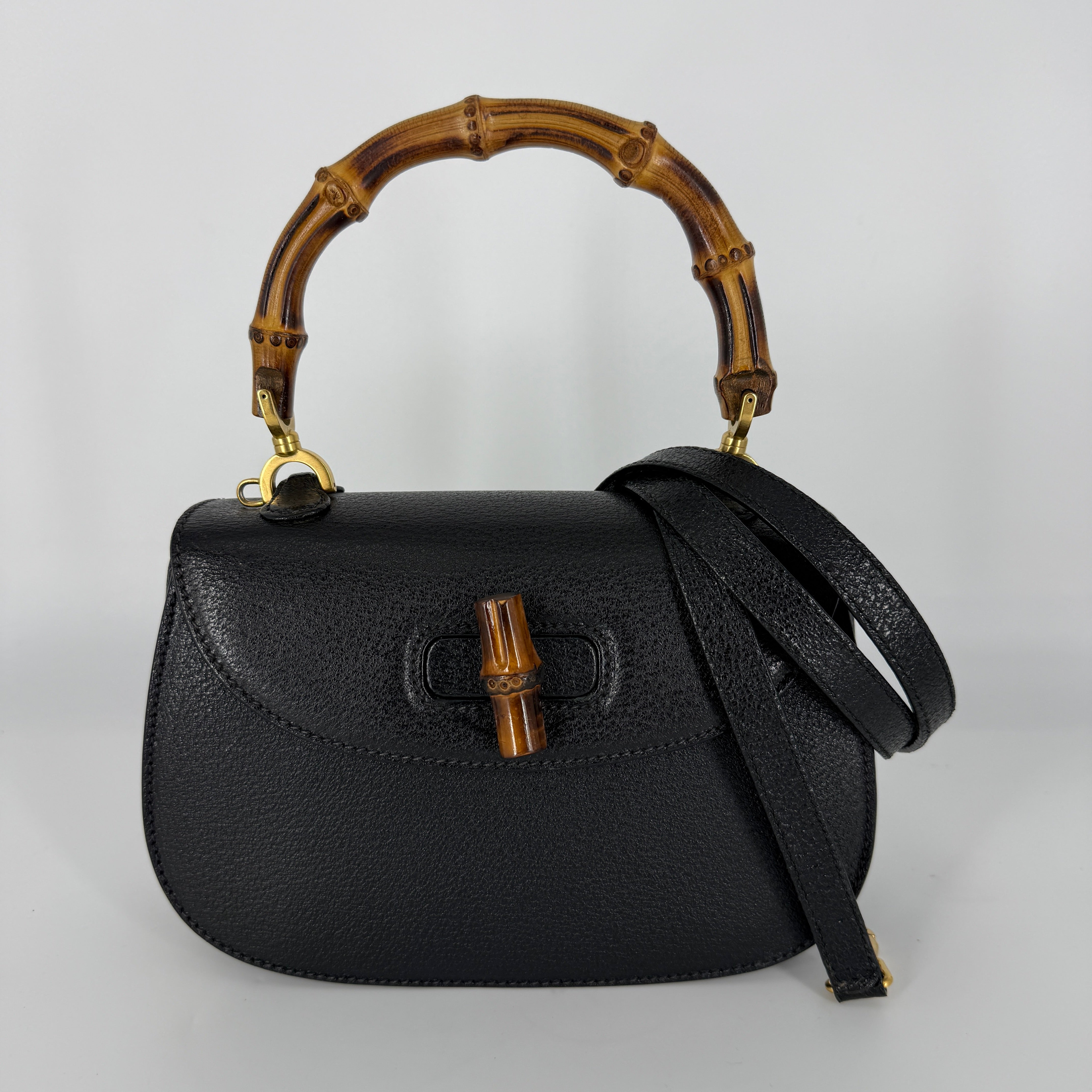 Bamboo Top Handle Bag – Black
