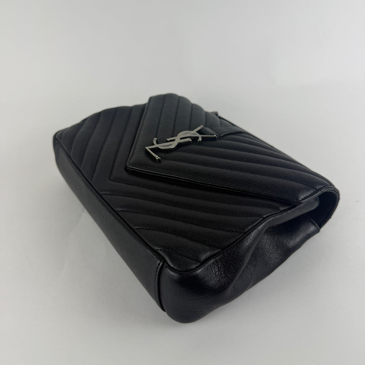 College Small Top Handle — Black Leather & Silver-Tone Hardware