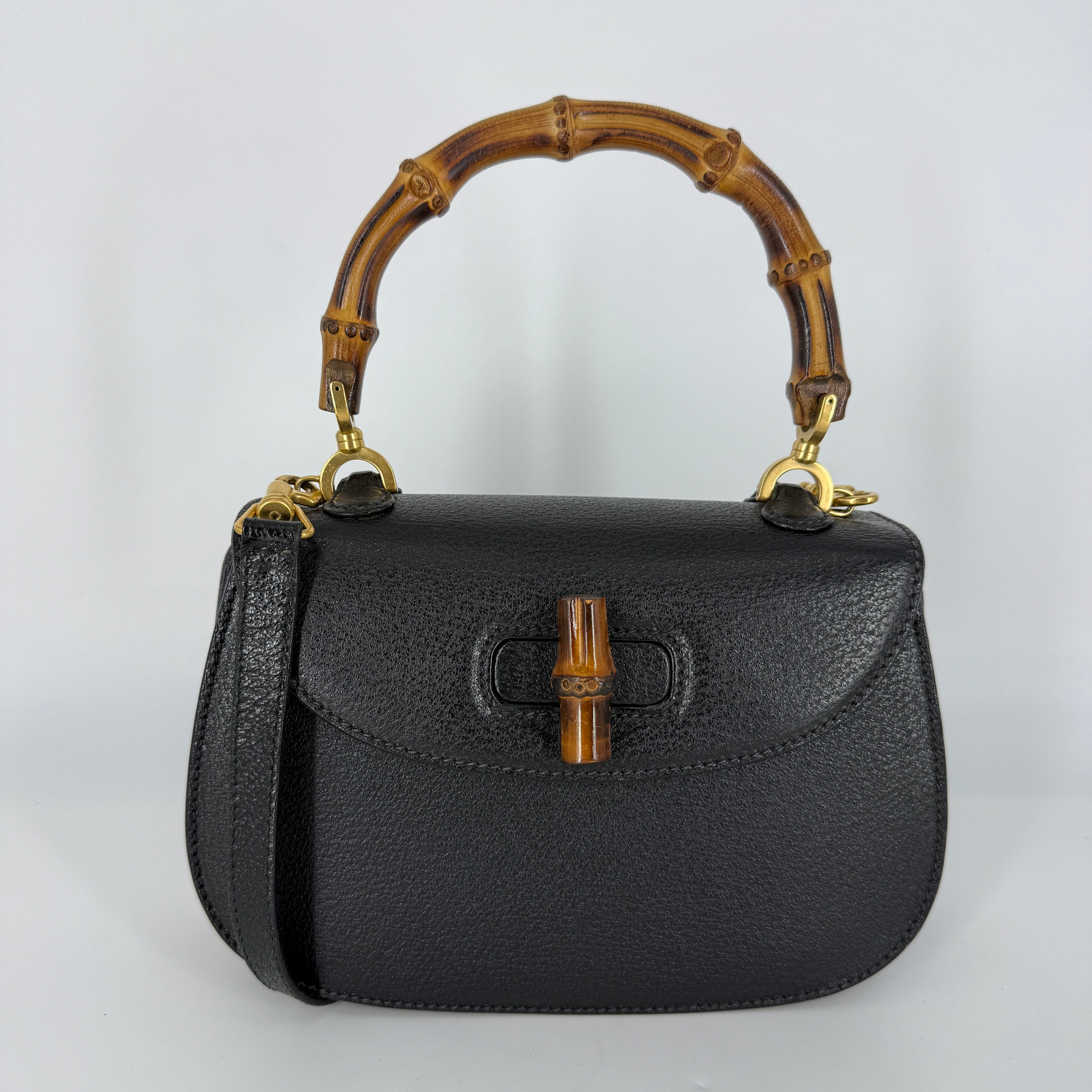 Bamboo Top Handle Bag – Black