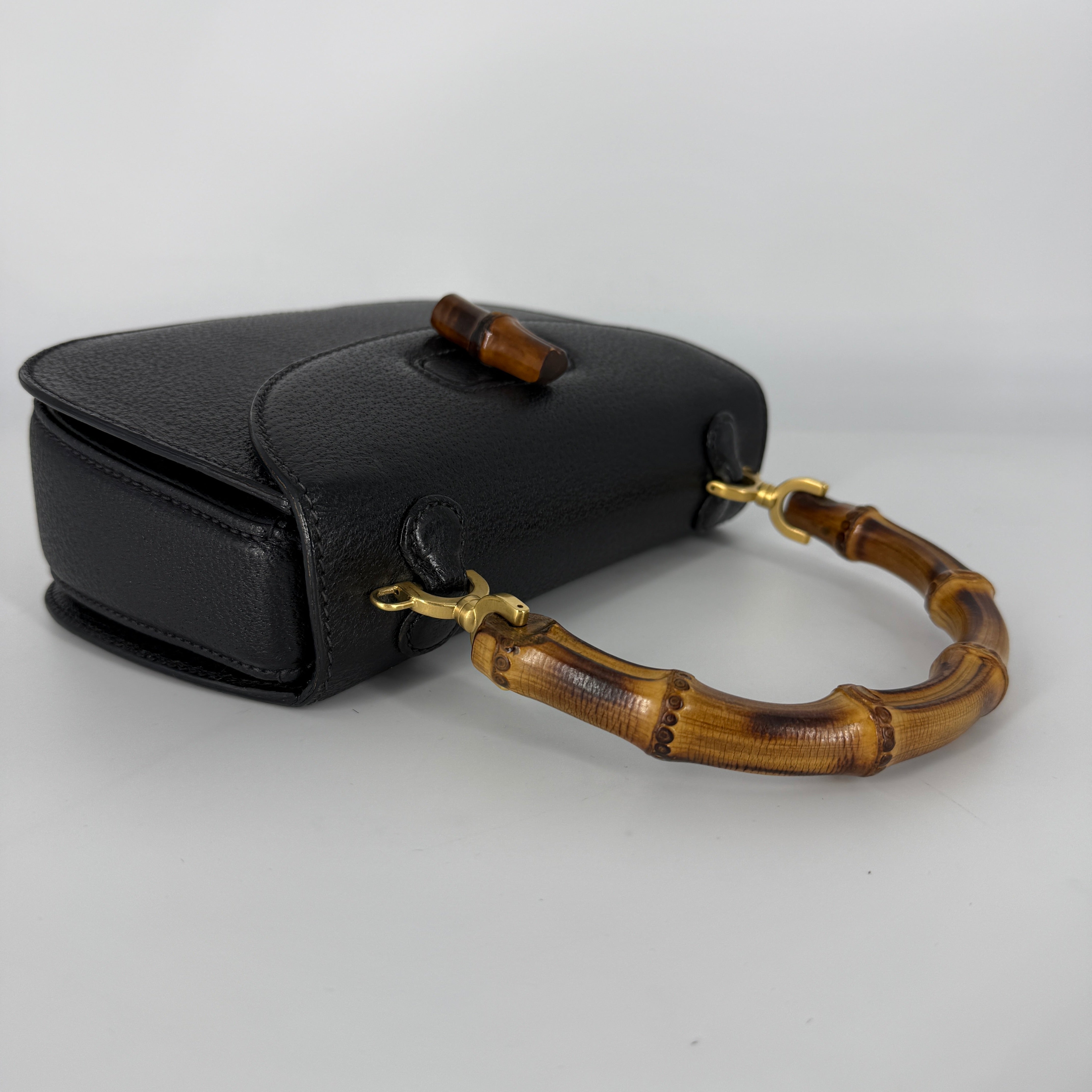 Bamboo Top Handle Bag – Black
